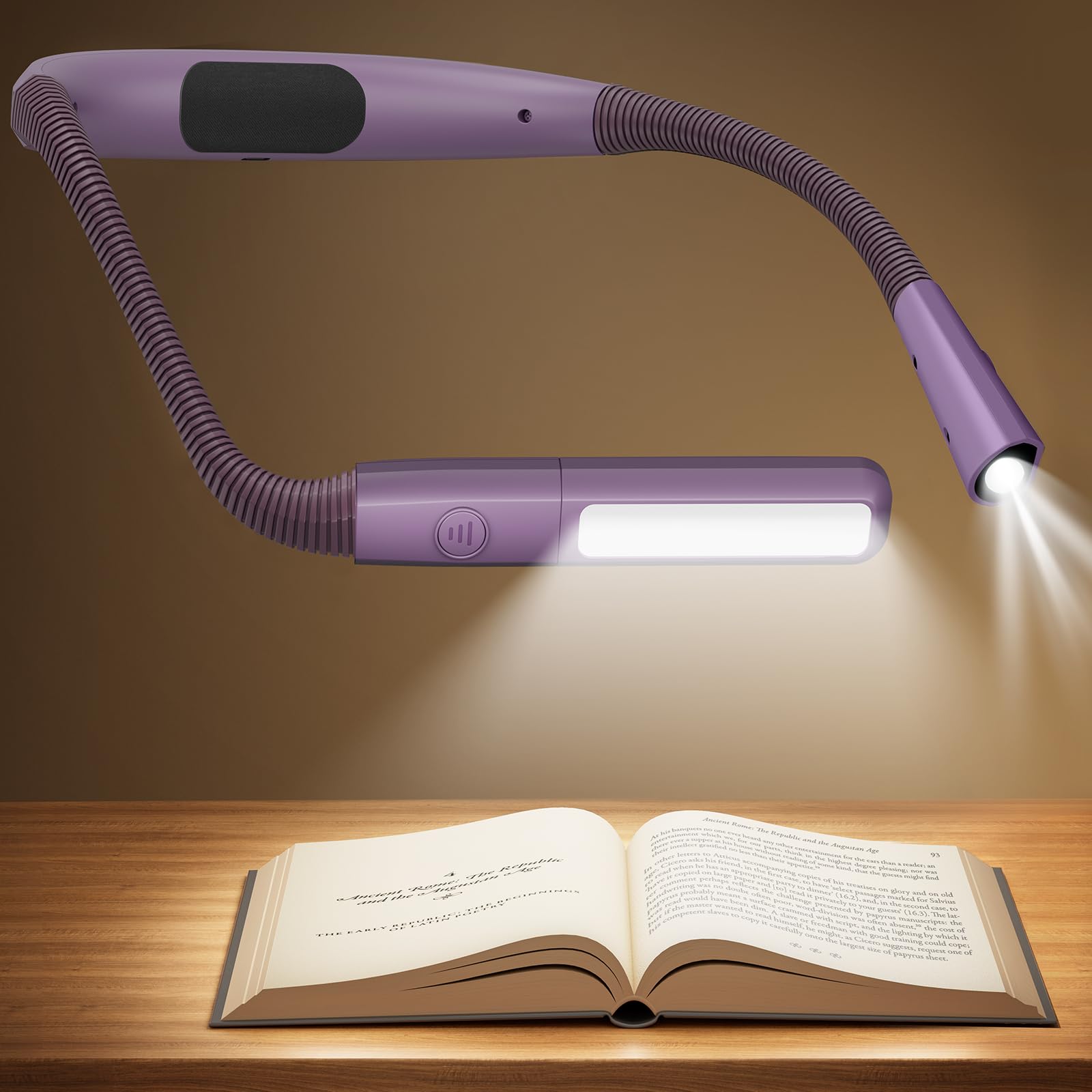 Glocusent Neck Light  100Hrs Long Lasting Rechargeable Book Light  5 Colors & Stepless Dimming Reading Light - Perfect Book Lights for Reading at Night  Knitting  Book Lovers Gifts