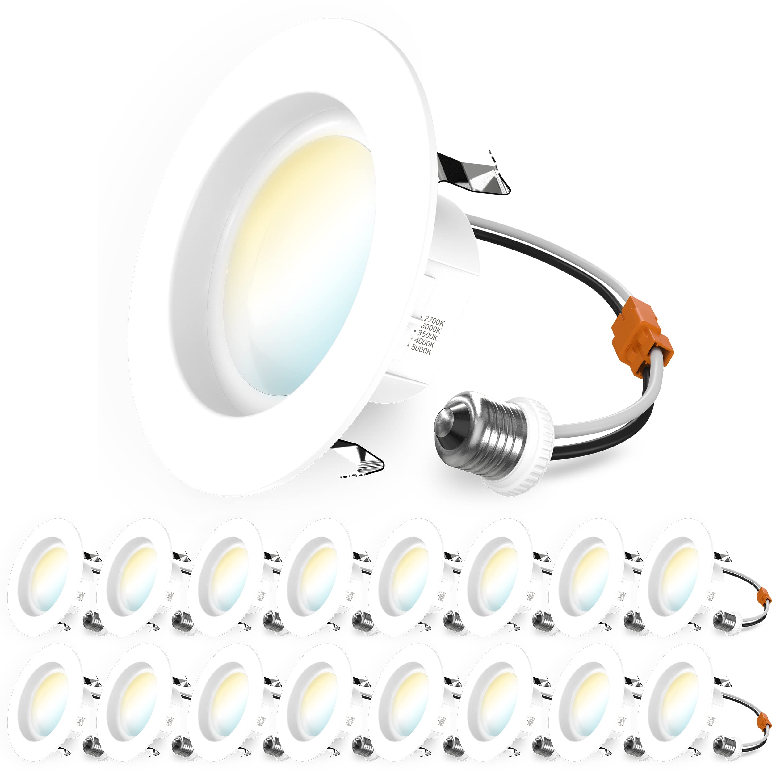 Sunco Led Recessed 4 Inch, 16 Pack Selectable 2700K/3000K/3500K/4000K/5000K, Dimmable Can Lights, Smooth Trim, 11W=40W, 660Lm, D