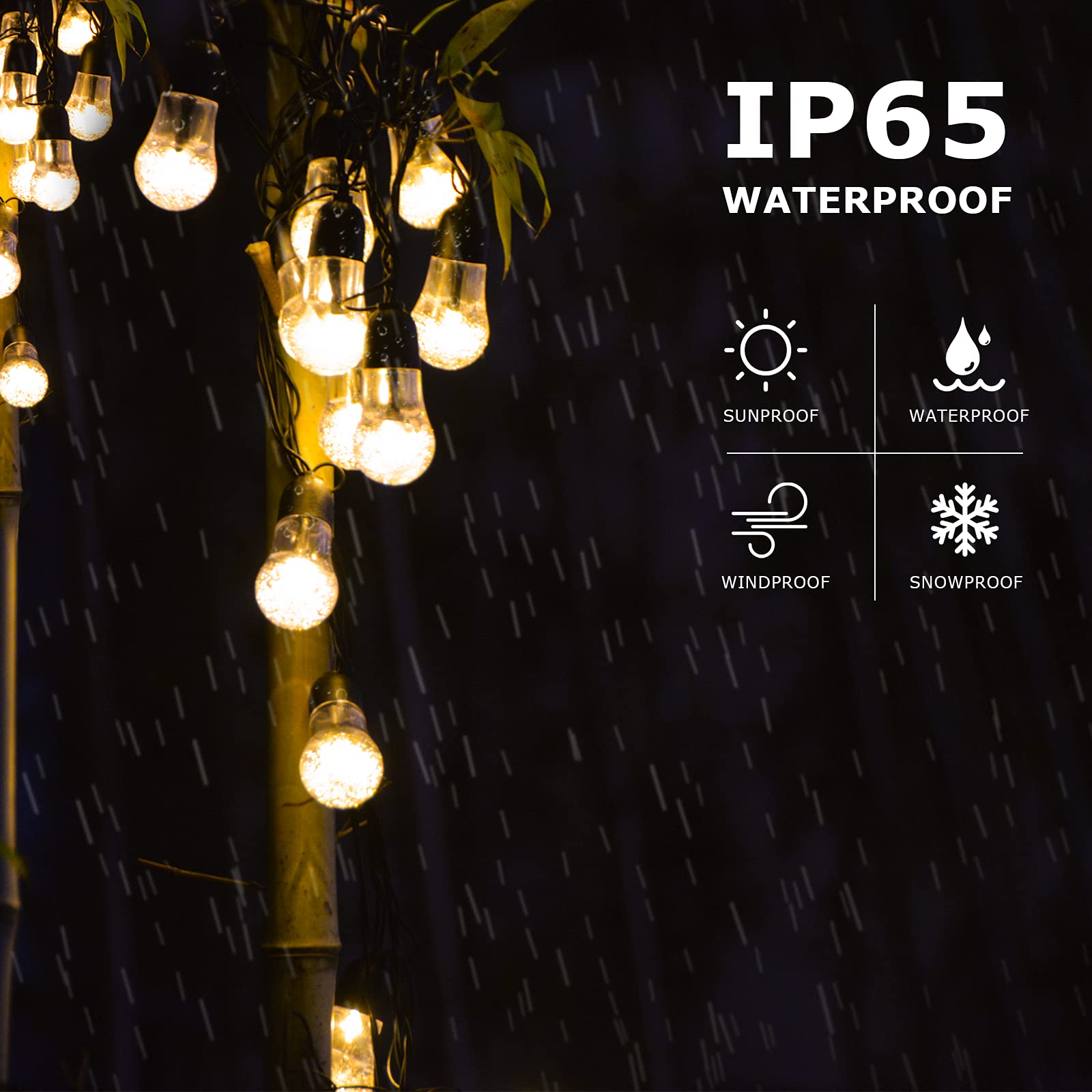 Kikasam Gazebo Solar String Lights, 23Ft Solar Decorative Lights With 8 Lighting Modes, Waterproof Solar Patio String Lights Yar