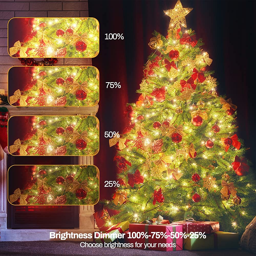 Vtechology 300Led Color Changing Christmas Lights, 105Ft Warm White To Multicolor, 11 Modes Outdoor String Lights For Holiday Decor