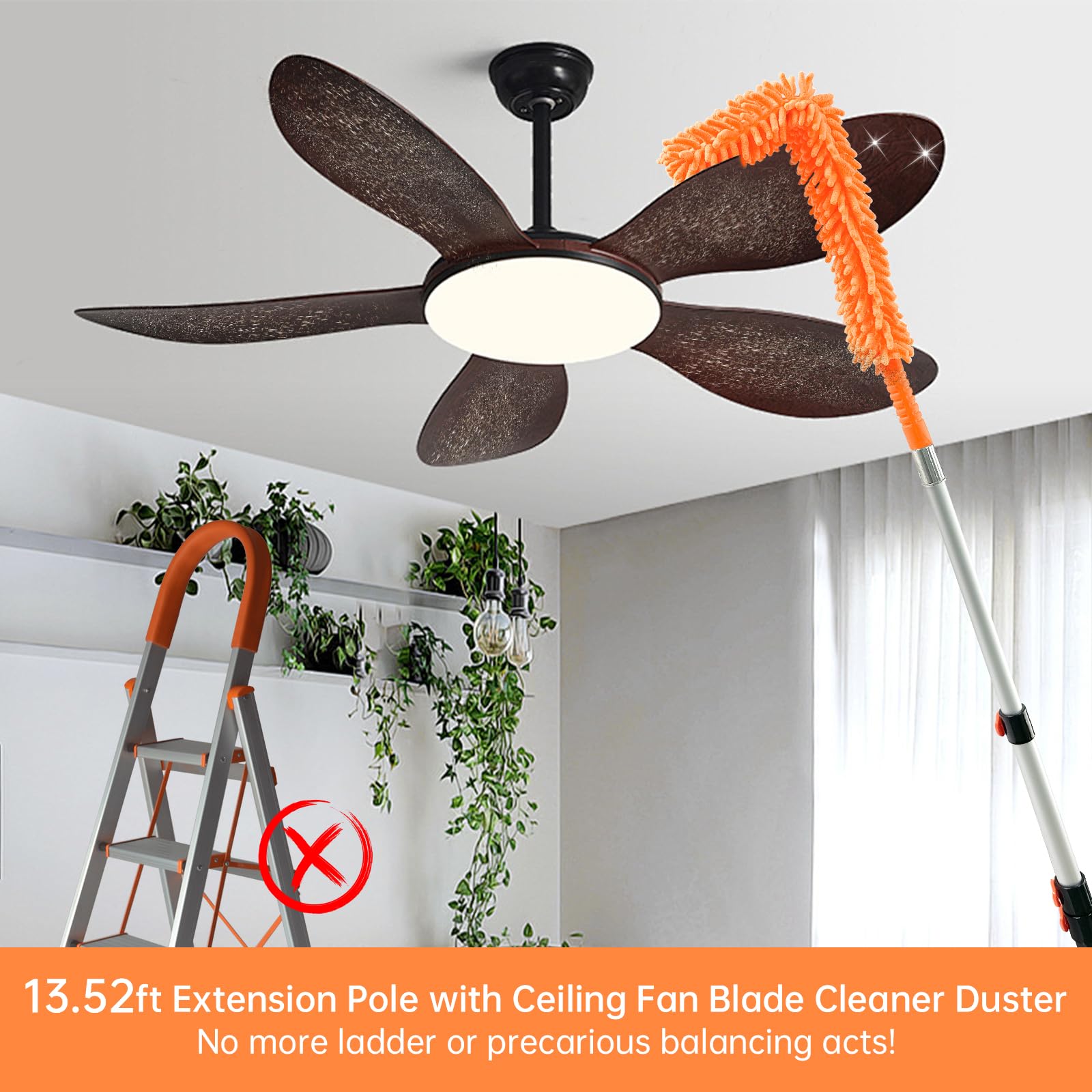 Gmr Light Bulb Changer For High Ceilings With 3-12Ft Telescopic Extension Pole,18Ft Reach Lightbulb Changing Pole Extension With