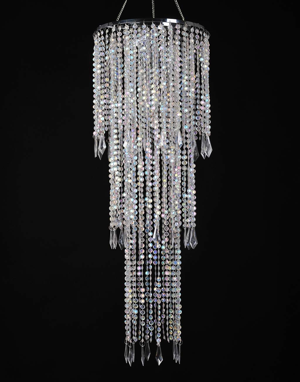 Flavorthings Iridescent Acrylic Beaded Chandelier, 3 Tiers, 10.25&quot; Diameter X 30&quot; Tall