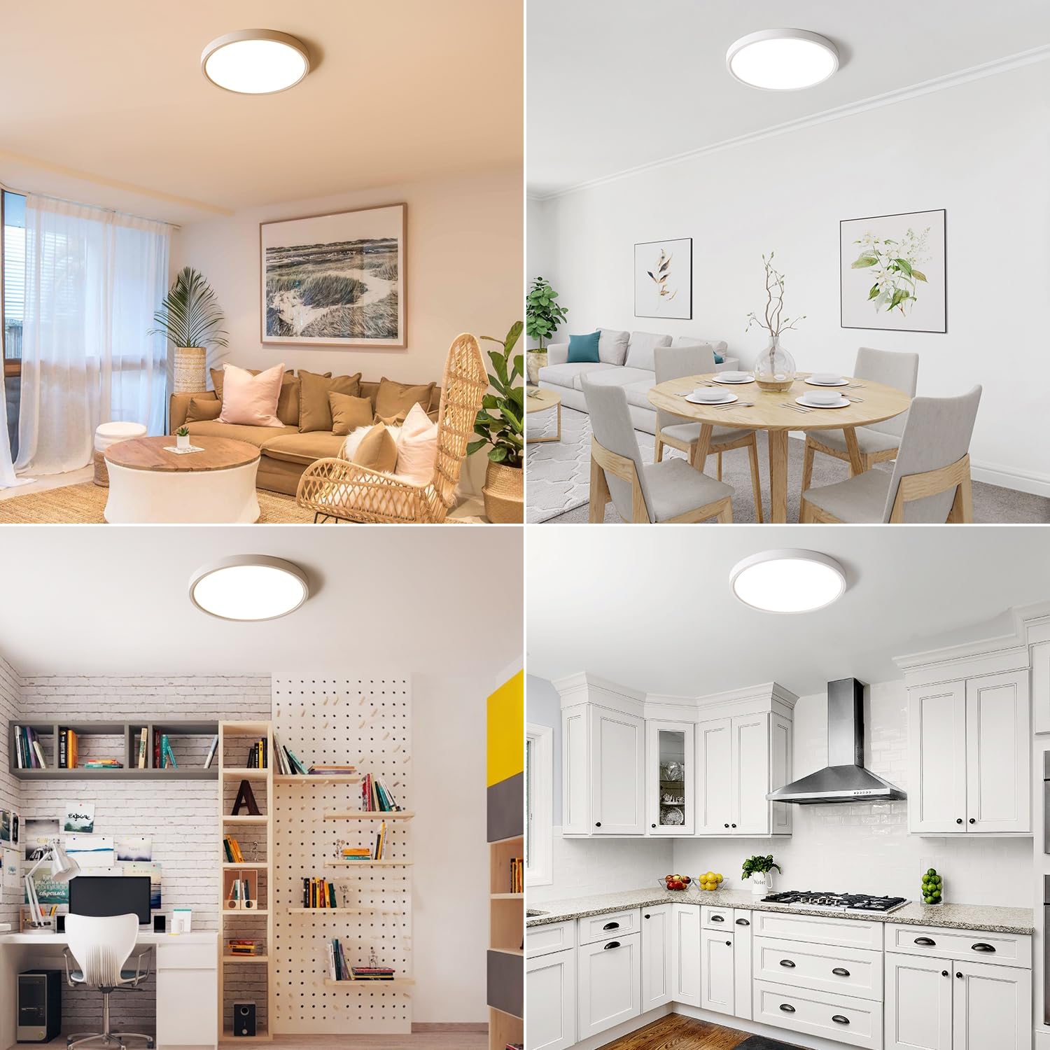 LVWIT 12 Inch LED Ceiling Light Flush Mount, 5CCT Dimmable, Plastic, White, Model JM-TH300DL