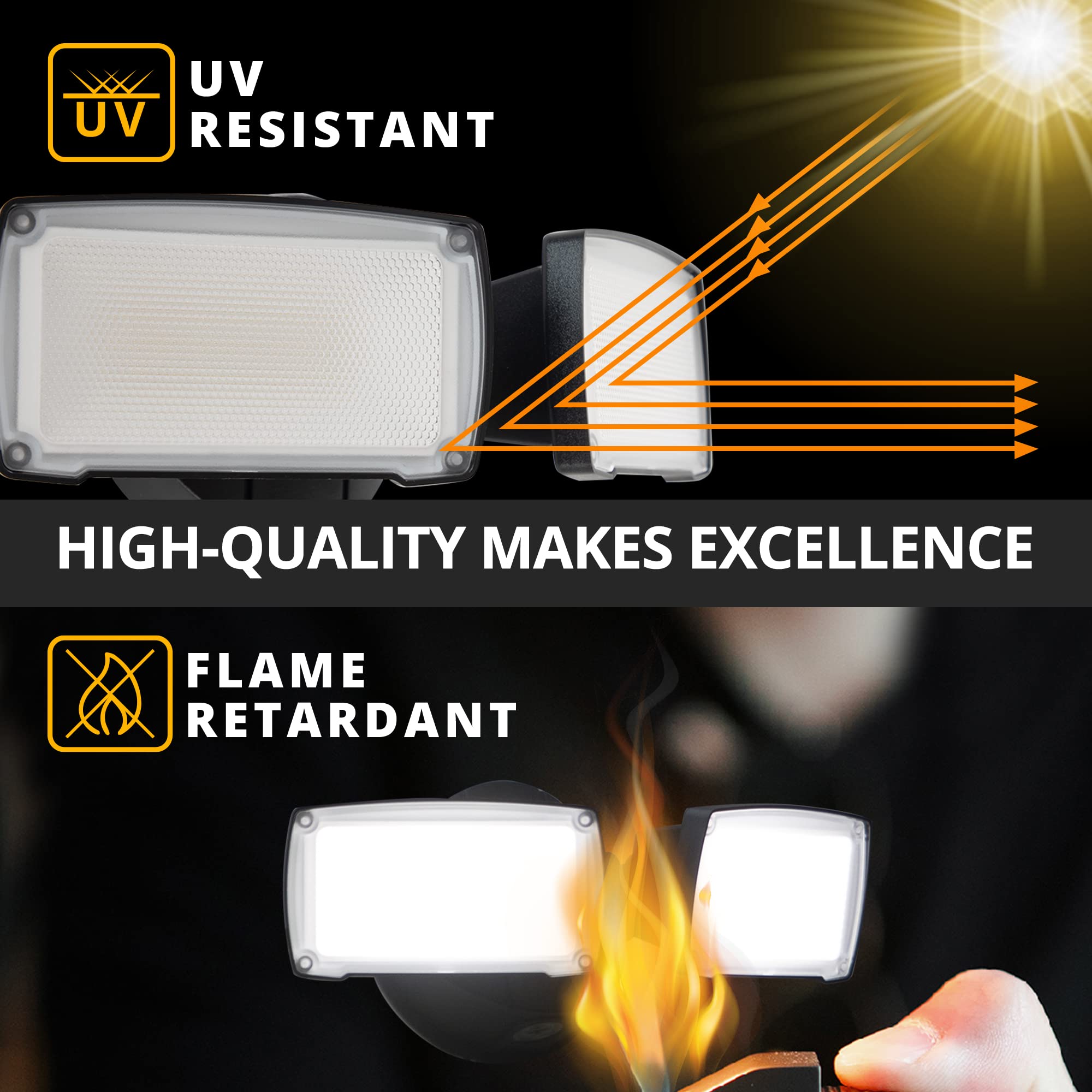 UME LED Security Light 2-Pack, 19W Dusk to Dawn, 2000LM, 5000K, IP65 Waterproof, Adjustable Heads, Black, Model 7635419330