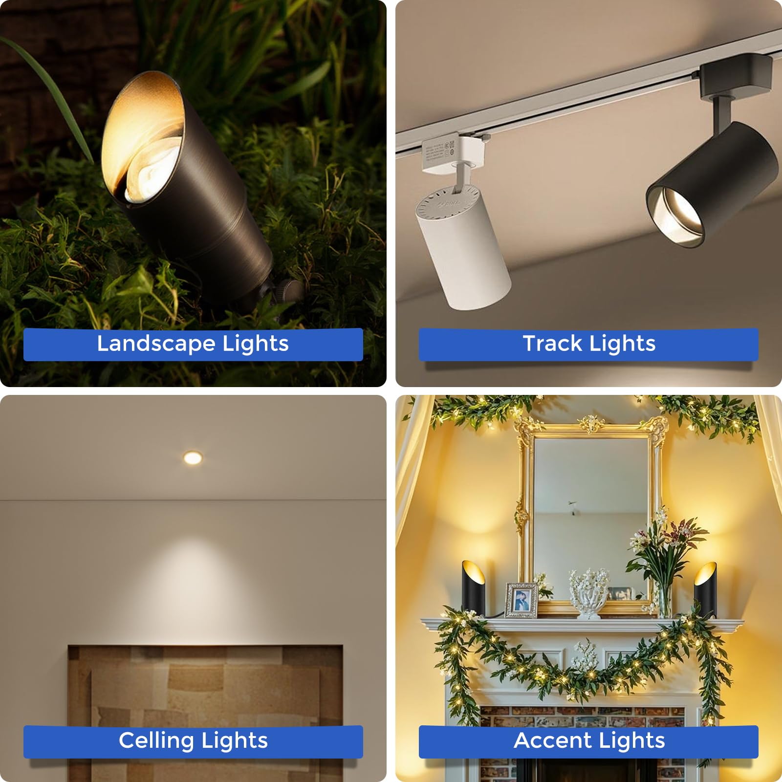 Gardencoin MR16 LED Light Bulb, 5W Dimmable, 450 Lumens, Aluminum, 2700K Warm White, 6-Pack, GU5.3 Bi-P