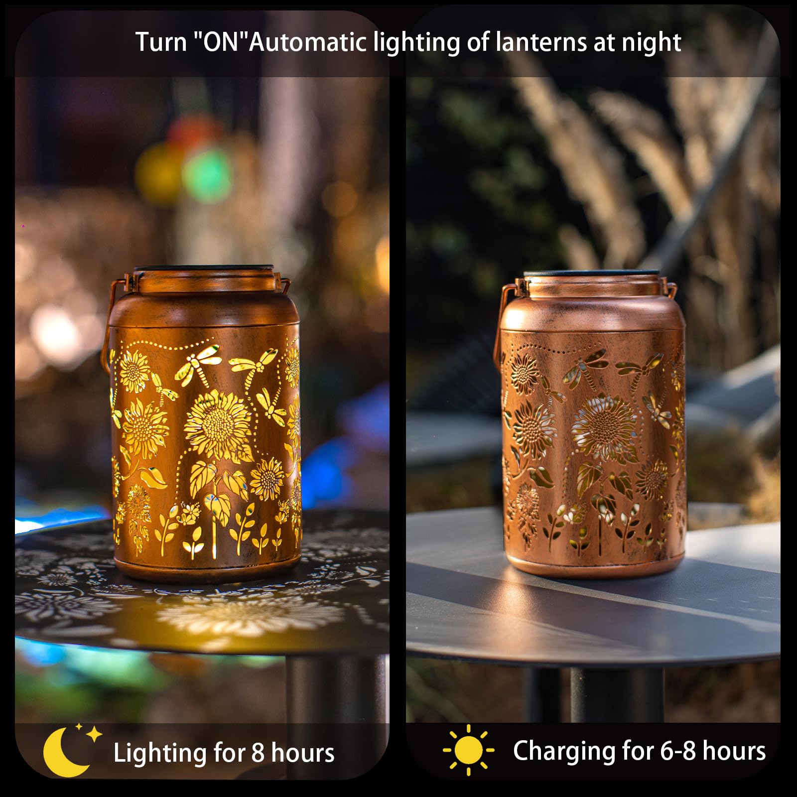 2Pack Solar Lanterns Lights Outdoor Hanging Lantern Waterproof Metal Led Dragonfly Christmas Decor Gifts For Women Mom Grandma S