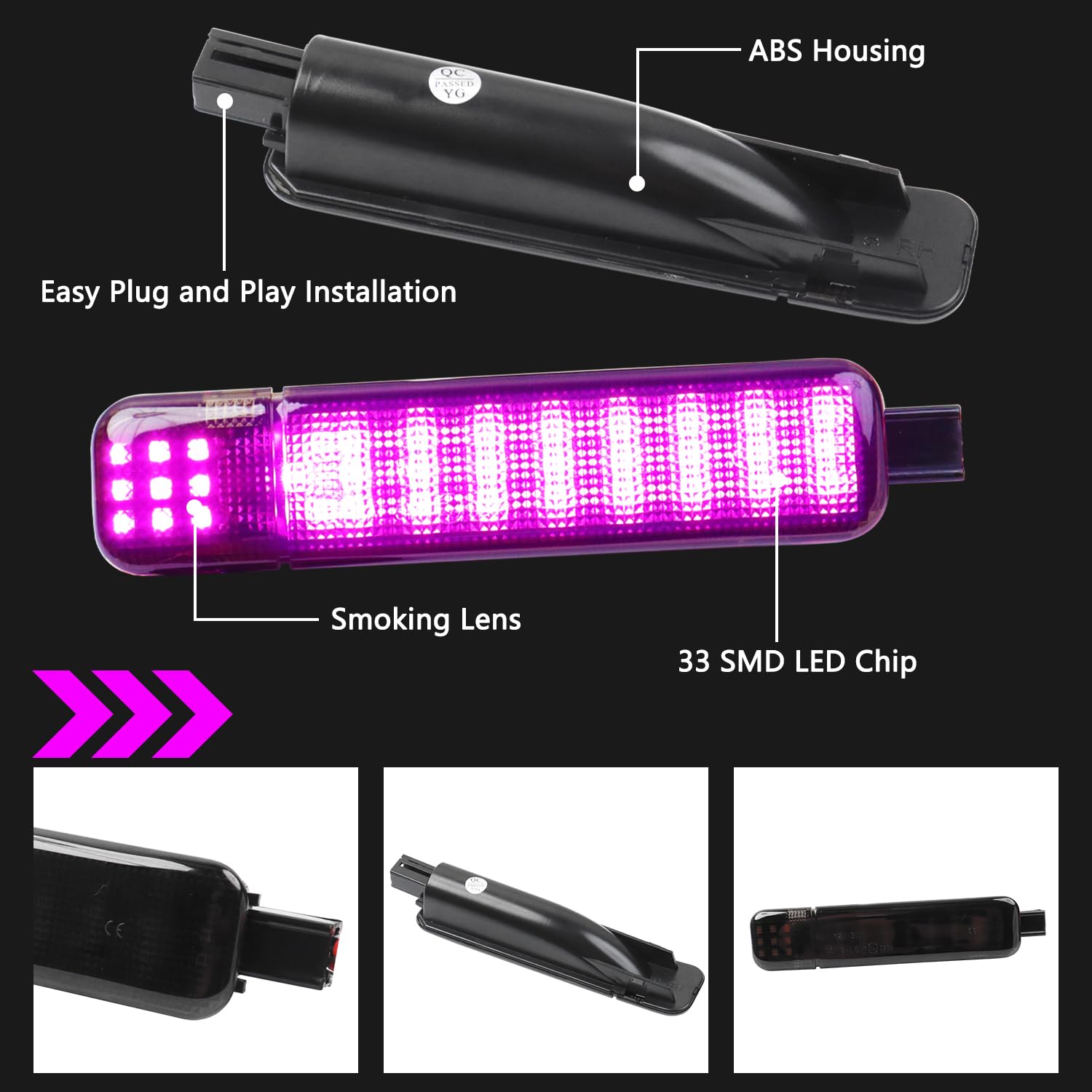 Afeisol Led Side Door Panel Lights Courtesy Light Fit For Chevy Sierra Gmc C/K  Yukon Silverado 1500 2500 3500 Avalanche  Suburban  Hum-Mer H2 Car Interior Panel Lighting (Purple-smoky aroma Lens)