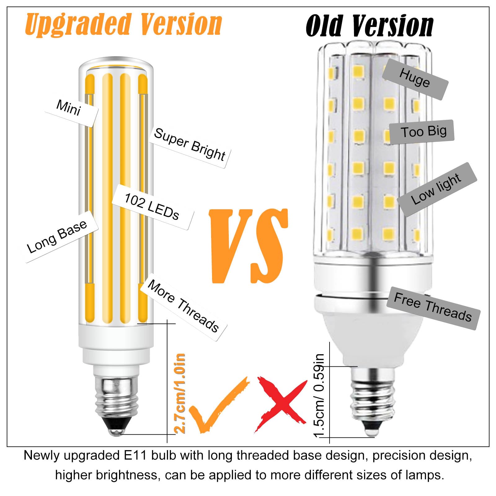 Zhenming Updated Dimmable E11 Led Bulb 100W 120W 150W Halogen Bulbs Equivalent,T4 Cob Mini Candelabra Led Bulb Dimmable,Warm Whi