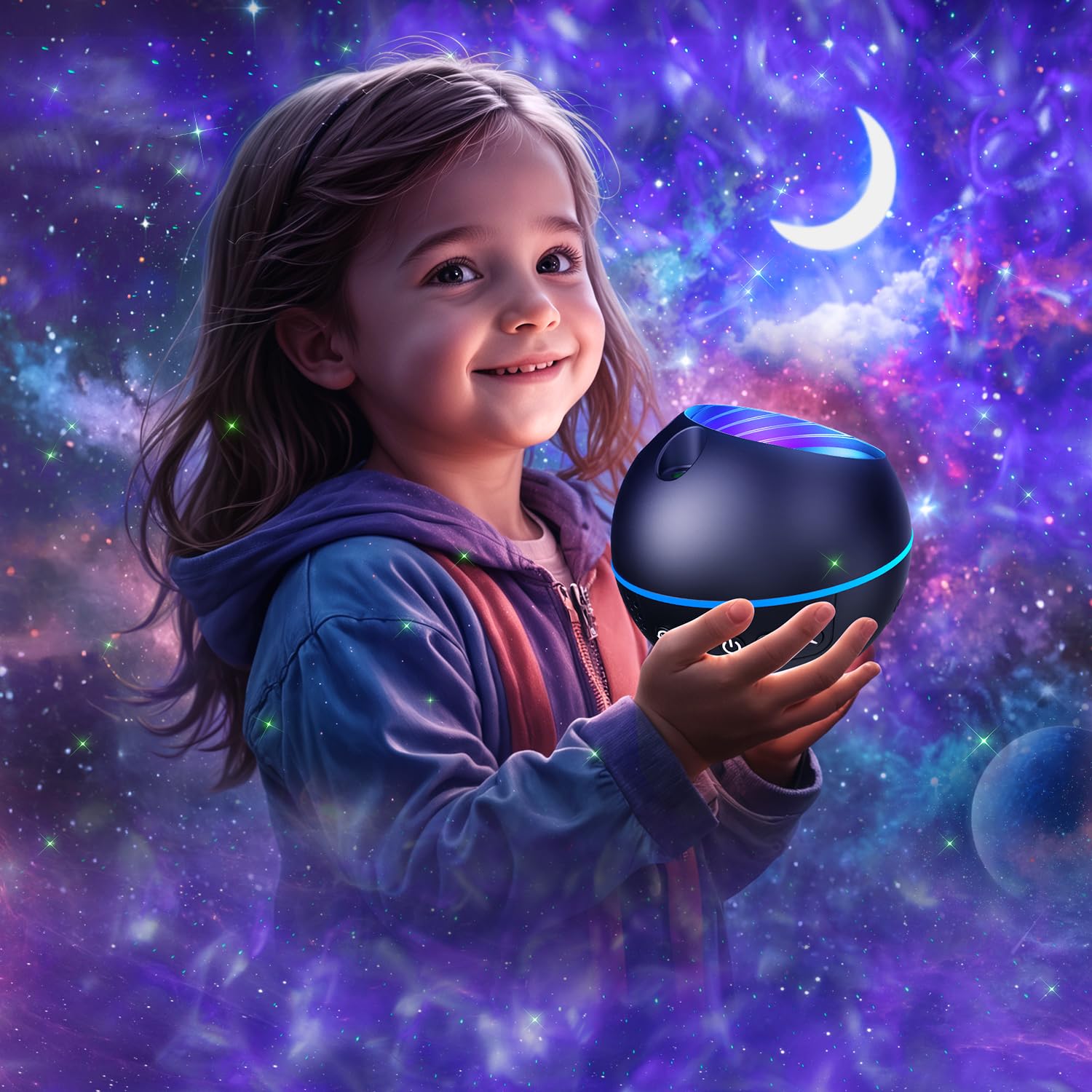 Onefire Star Projector Night Light - 43 Modes, Remote Timer, 360° Rotation, Black