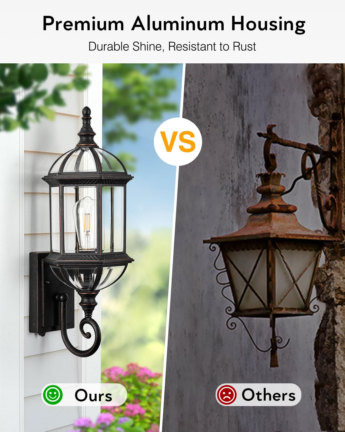 VIANIS 22" Large Outdoor Wall Light, Oil Rubbed Bronze, Waterproof, Tempered Glass, Model V81581B2