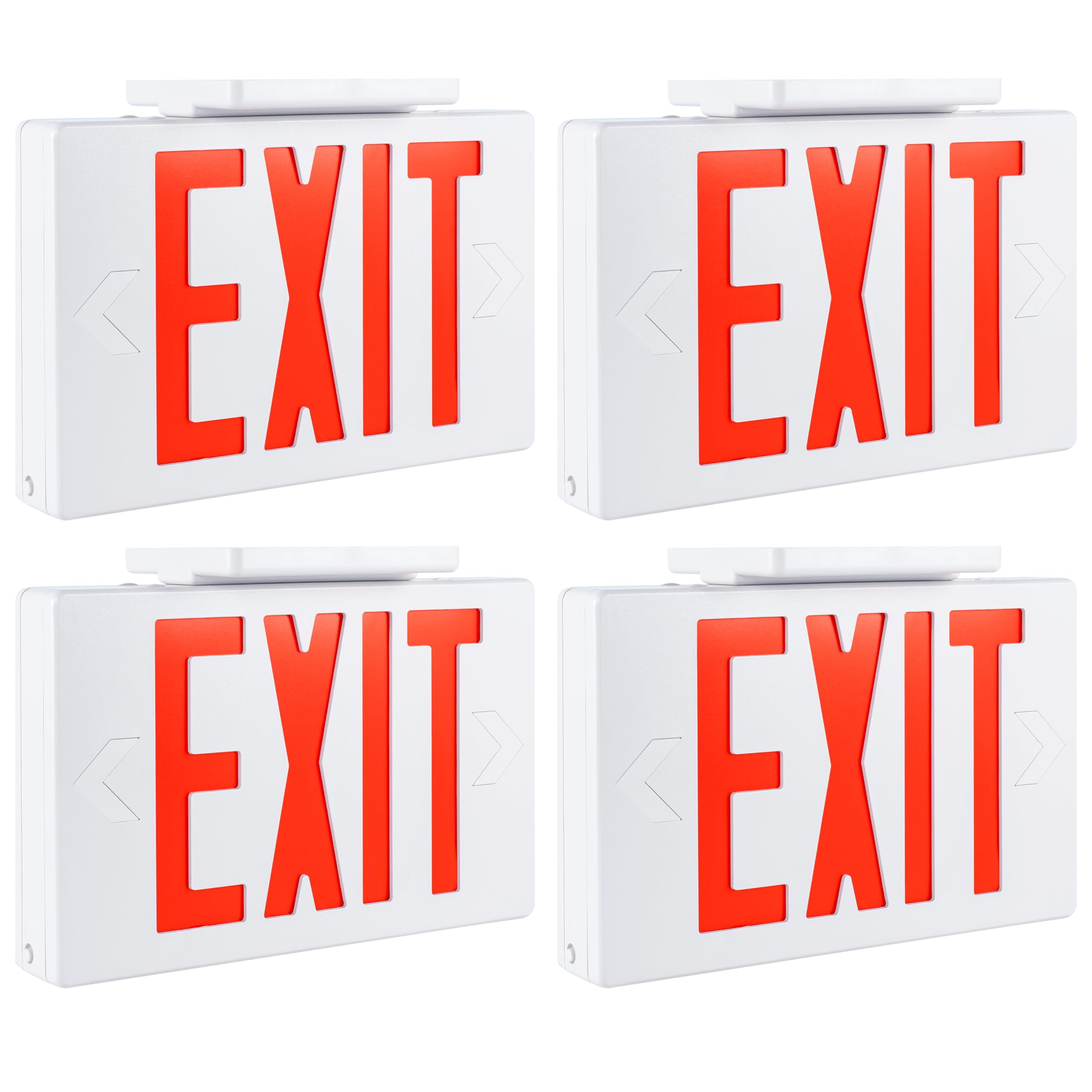 Gruenlich Led Exit Sign, Emergency Light With Double Face And Back Up Batteries- Us Standard Red Letter Exit, Ul 924 Qualified, 120/277 Voltage, 4-Pack