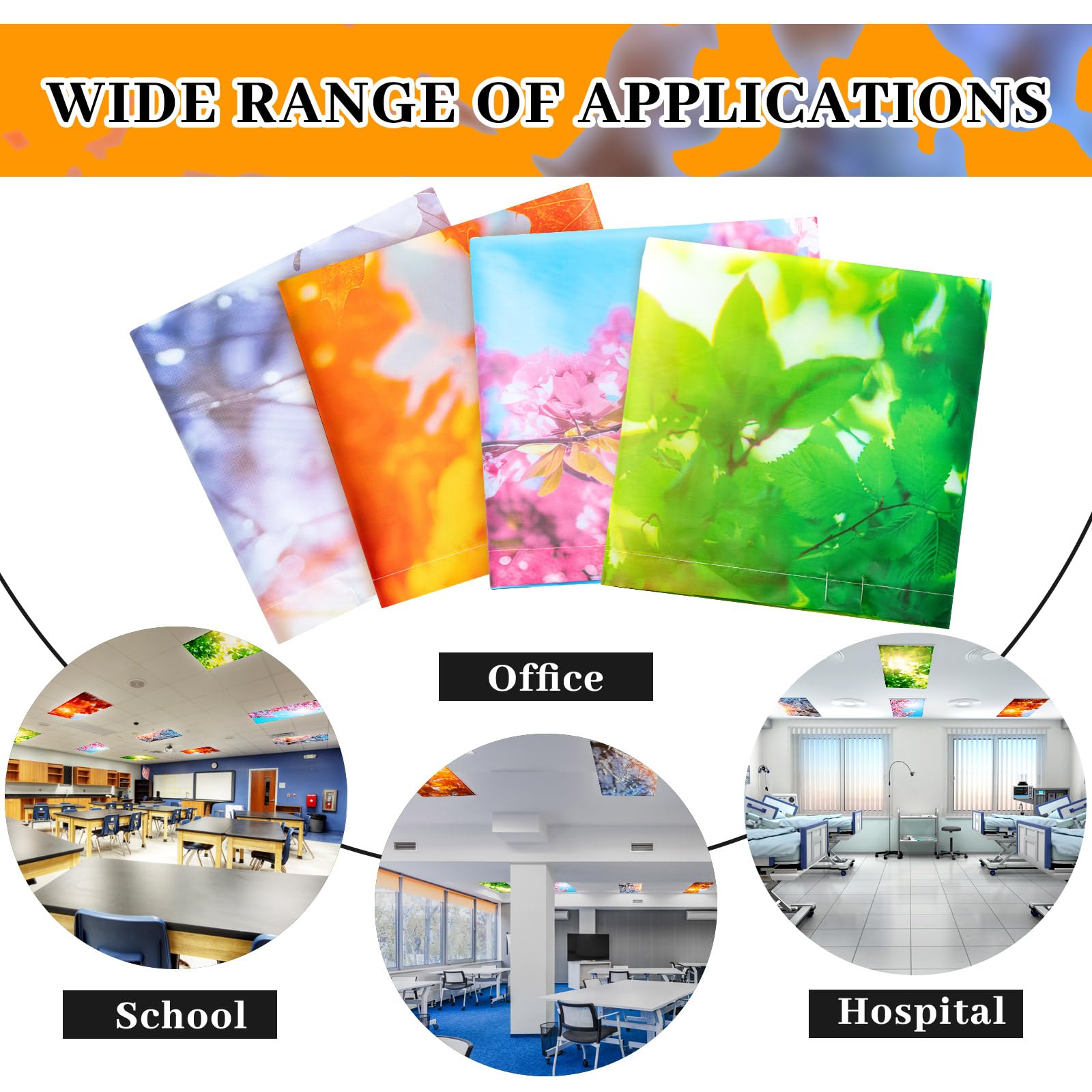 ROCEEI Fluorescent Light Covers, 4 Pack, Magnetic, 4 x 2 Ft, Polyester, Sunshine Color, Model ROCEEI-AKD6532