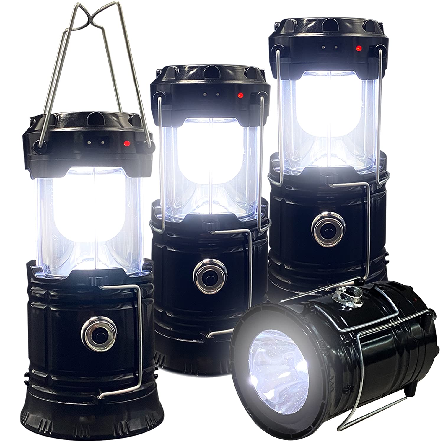 Collapsible Portable Led Camping Lantern Xtauto Lightweight Waterproof Solar Usb Rechargeable Led Flashlight Survival Kits For Indoor Outdoor Home Emergency Light Power Outages Hiking Hurricane 4-Pack