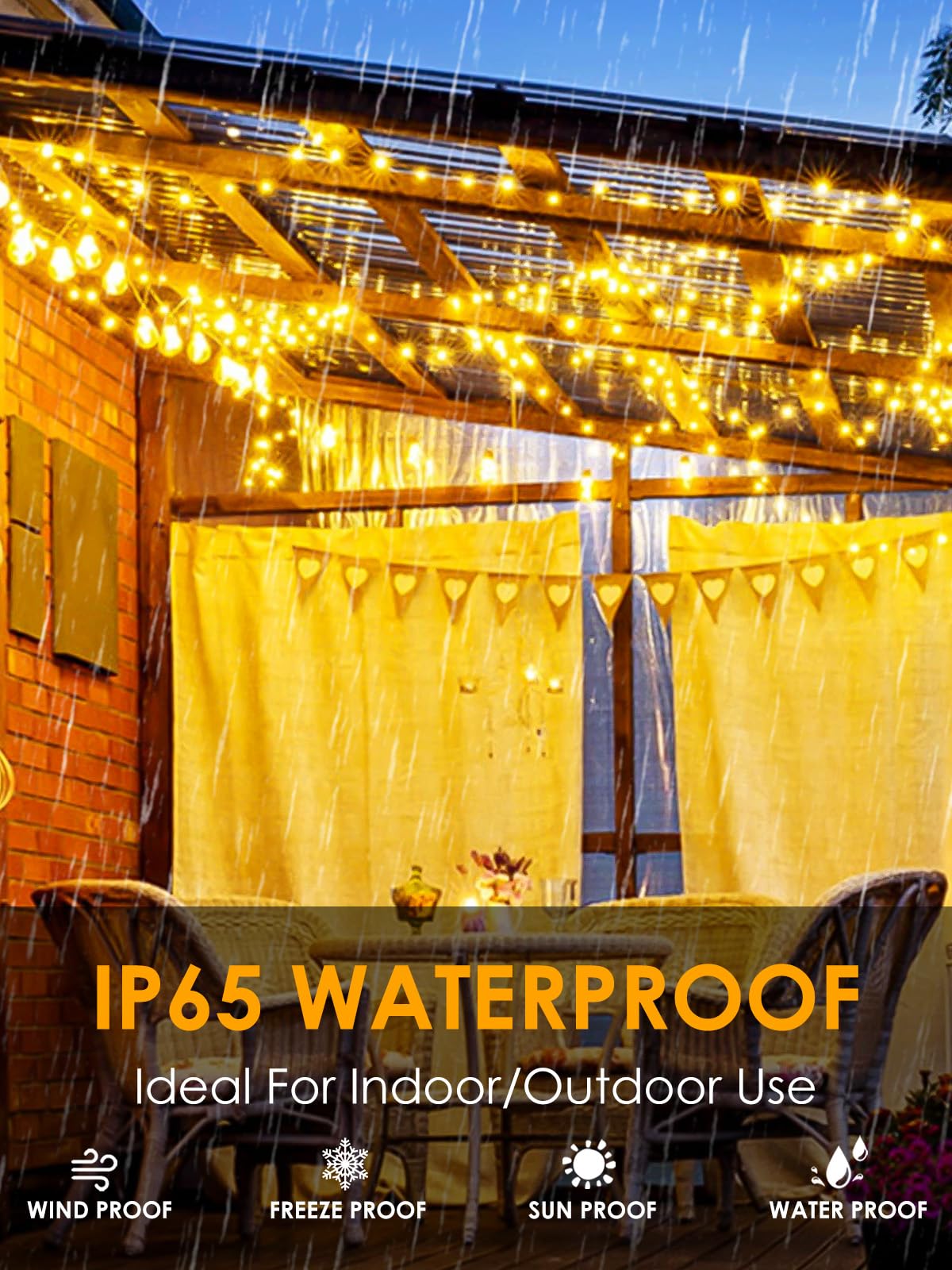 EXF Warm White Solar String Lights 200LED 66FT 2 Pack Waterproof Green Wire with 8 Modes for Outdoor Christmas Decor