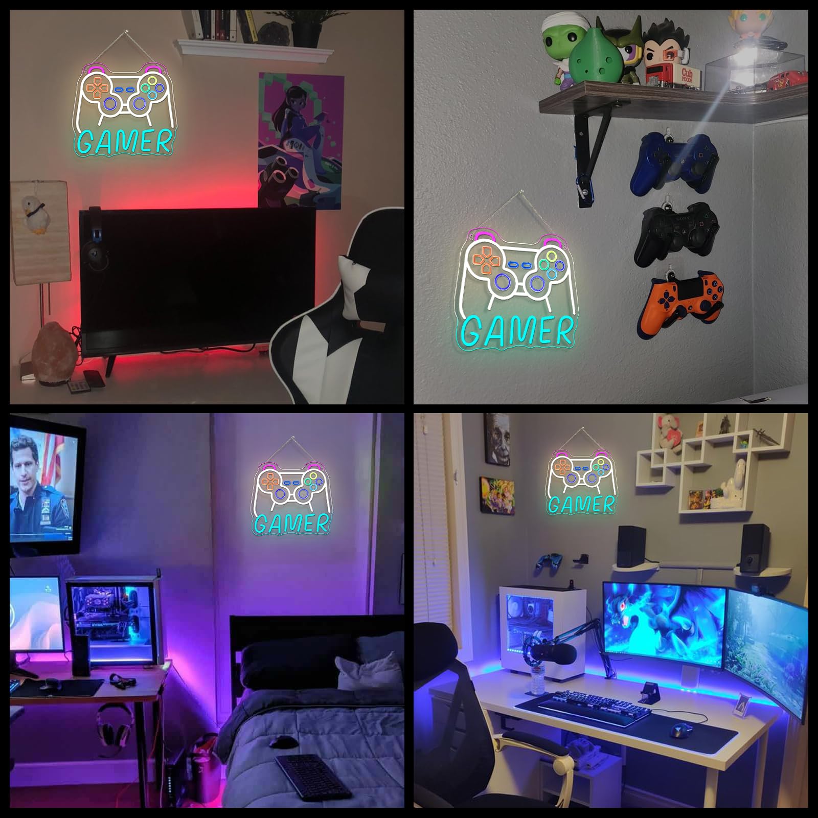 Horseneon Gamer Neon Sign Led Lights Wall Decor For Gaming Rooms Neon Signs  Esports Setups & Gamer Caves  Usb-Powered With Adjustable Brightness  Retro Arcade Lighting