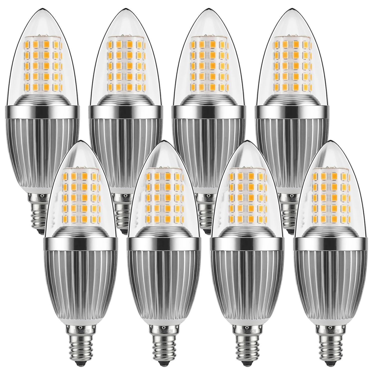 gezee LED Candelabra Bulb, 12W, 100 Watt Equivalent, Warm White 3000K, E12 Base, 8-Pack
