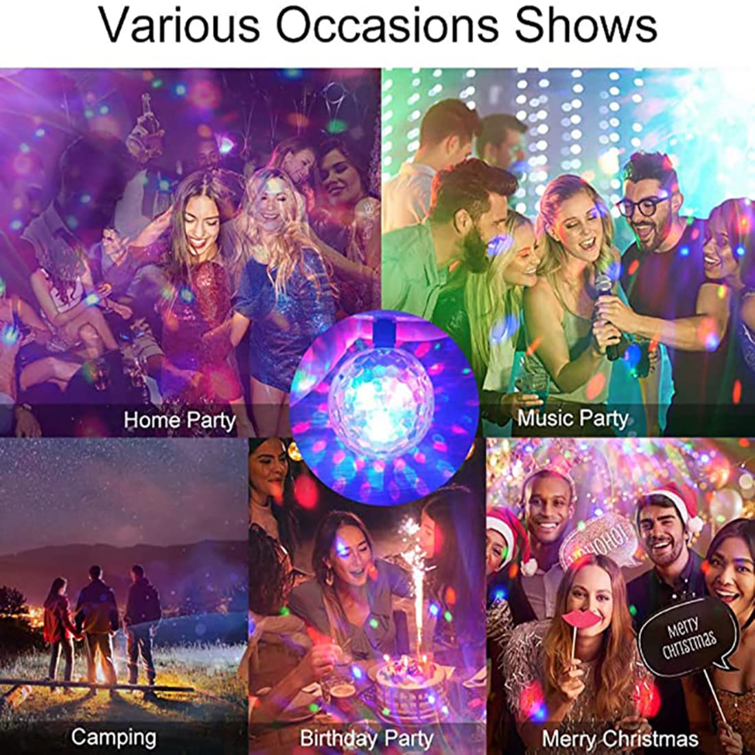 2Pcs Colorful Rotating Magic Ball Light Plug In Disco Ball Light Bulb With Sockets,Magic Ball Rgb Led Stage Light For Home Room Dance Parties