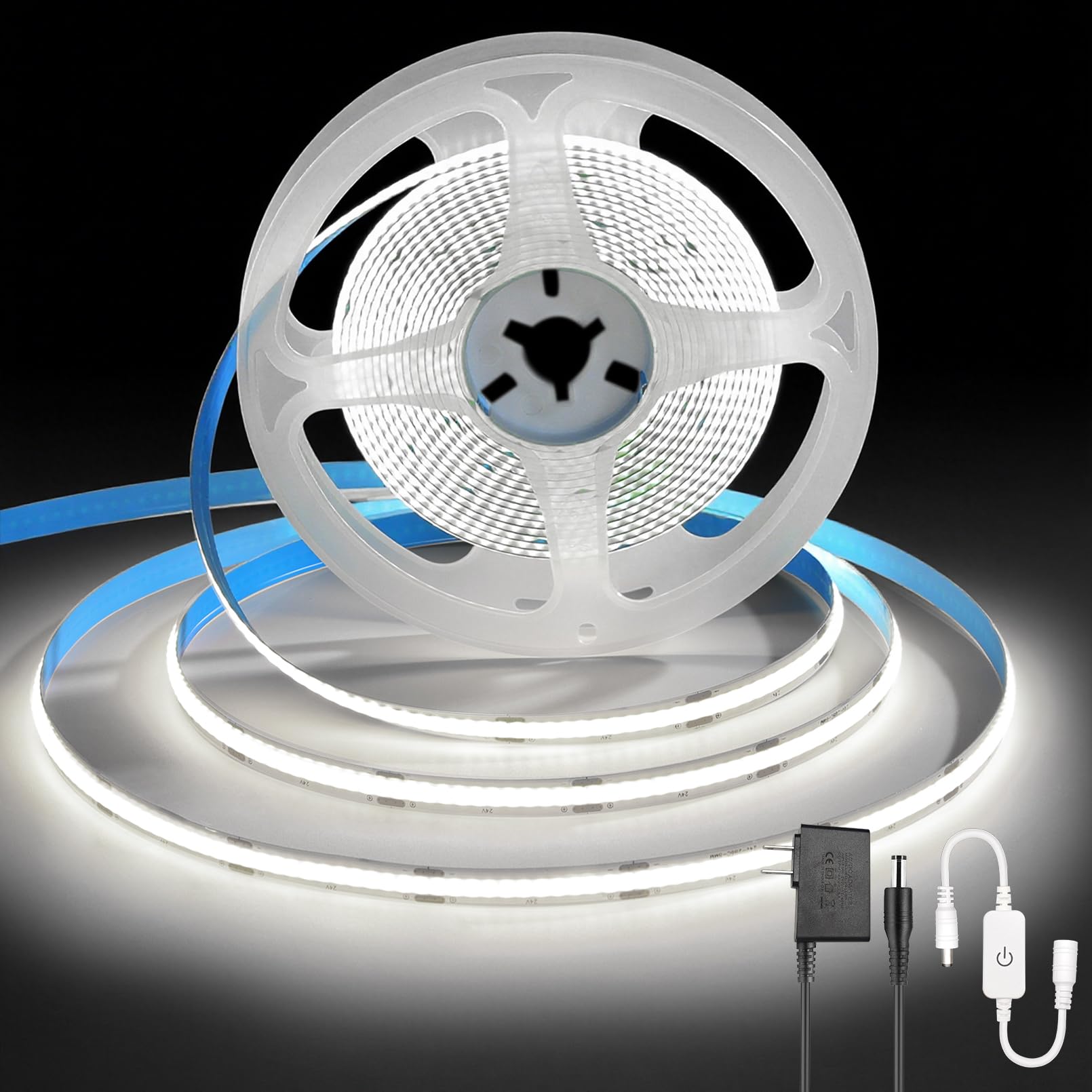 ZSLAIFU COB LED Band Lights  16.4ft LED Lights for Bedroom  Dimmable Band Lights  White LED Lights Band  High Bright Lights for TV  Cabinet  Kitchen  DIY Lighting