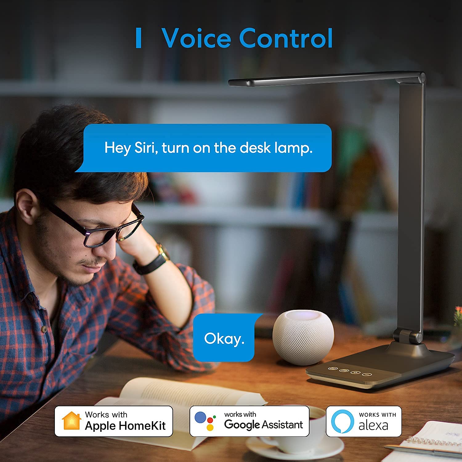 meross Smart LED Desk Light, Metal LED Desk Lamp Works with HomeKit, Alexa and Google Home, WiFi Eye-Caring Smart LED Desk Lamp