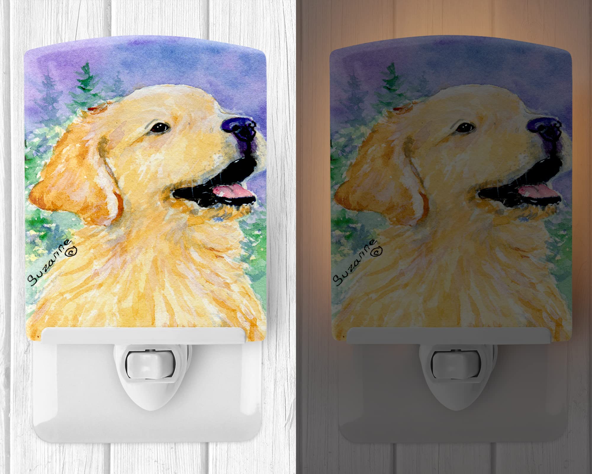 Caroline'S Treasures Ss8904Cnl Golden Retriever Ceramic Night Light Compact, Ul-Certified, Ideal For Bedroom, Bathroom, Nursery, Hallway, Kitchen, 6X4X3, Multicolor
