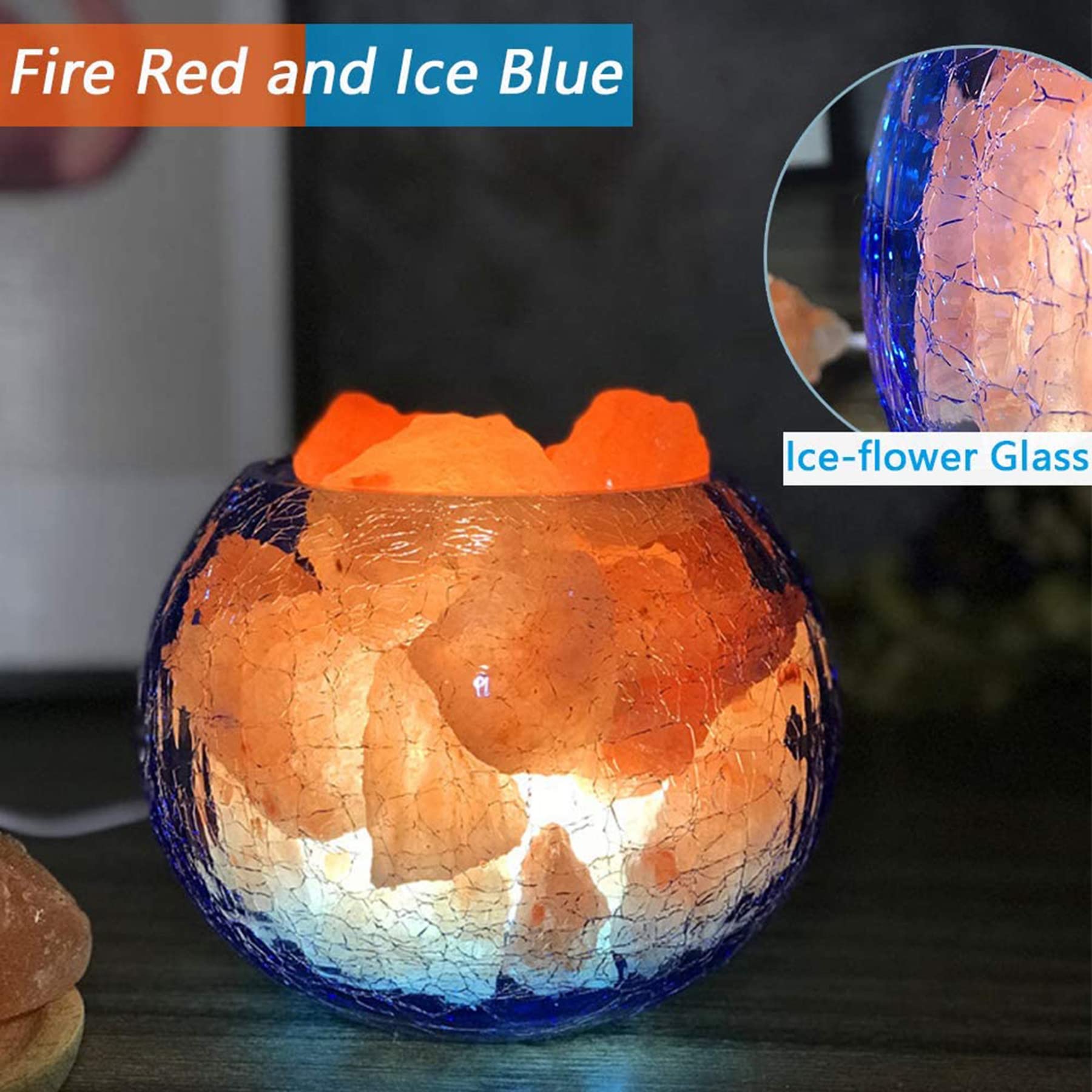 V.C.Formark Color Changing Usb Himalayan Salt Lamp - Ice Crack Design For Desk & Living Room