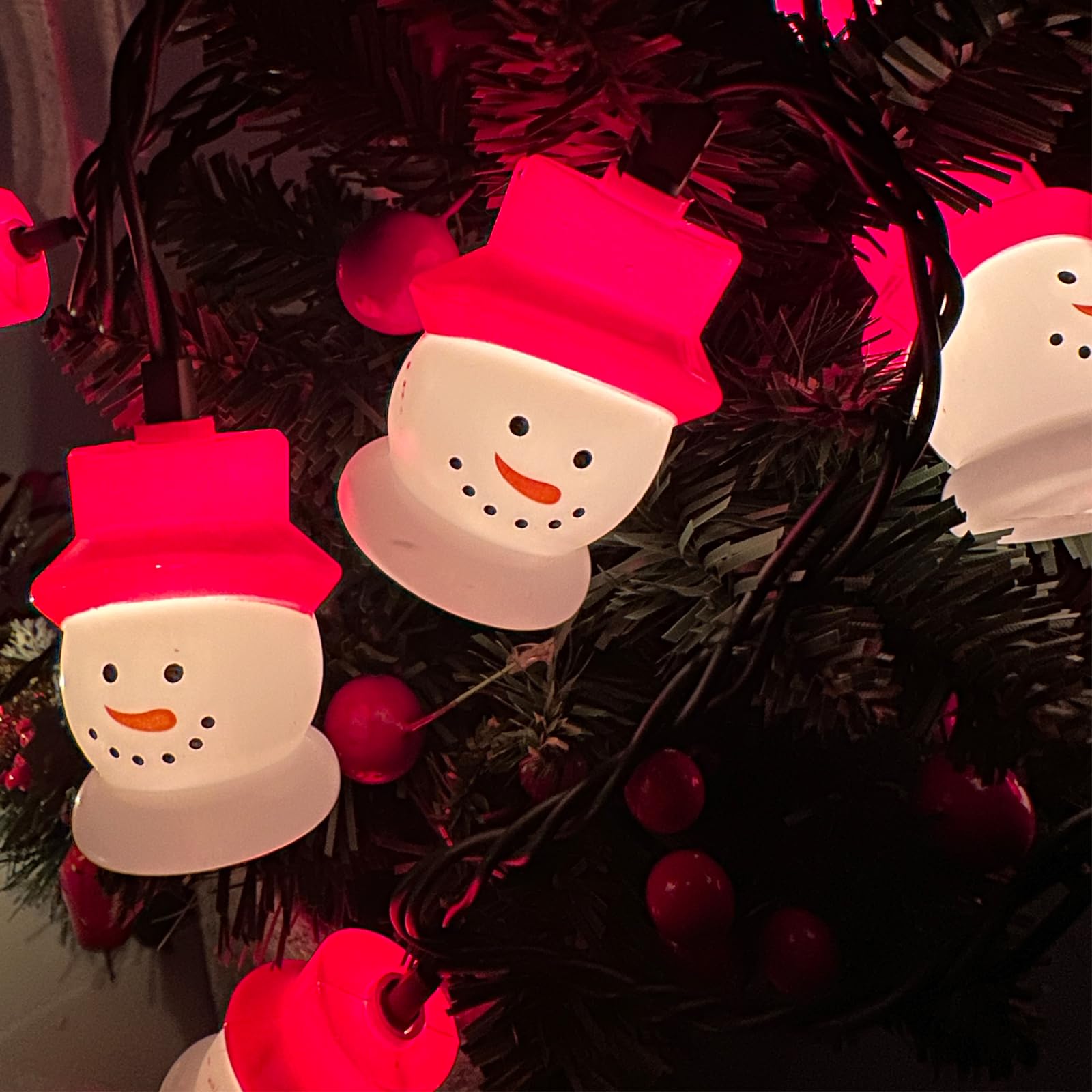 Konictom 8.5Ft Christmas Snowman Lights,Snowmen Christmas Decorations With 10 Snowman Head Lights,Waterproo Perfect For Outdoor And Indoor Christmas Tree, Bedroom, Door, Party Decor