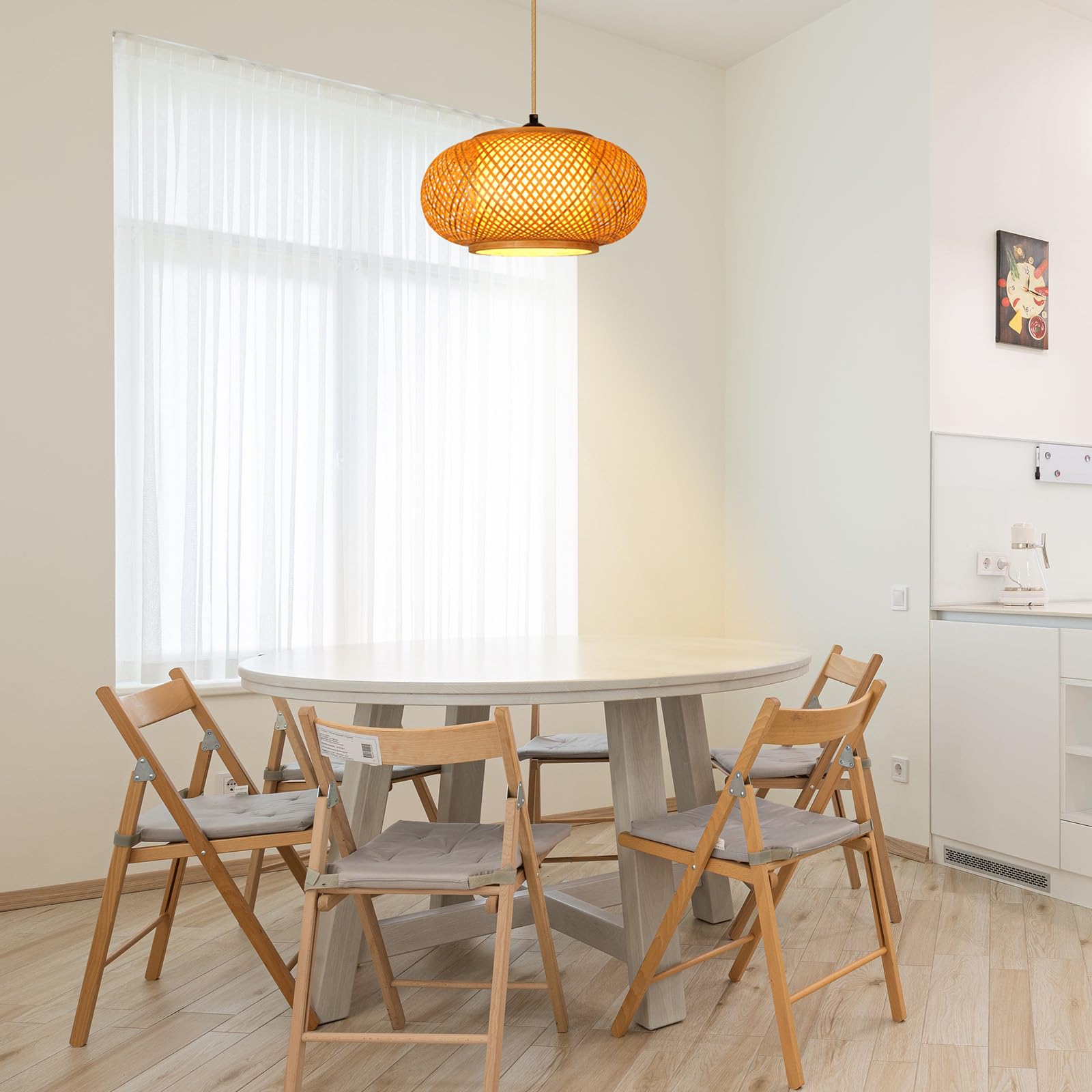Yiizon Pendant Light Fixture With Hand Woven Bamboo Lamp Shade Hanging Light Fixtures Boho Wicker Rattan Ceiling Lights For Dinning Living Kitchen Island Room Bedroom