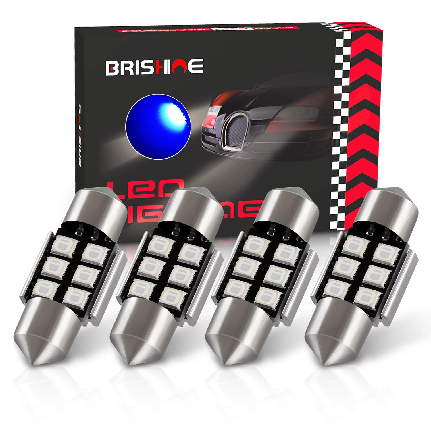 Brishine 4Pcs Festoon 28Mm 29Mm De3175 Led Bulbs, 2835 Chipsets Canbus Error Free 1.1    De3021 3175 3022 N3 Led Bulbs For Car I