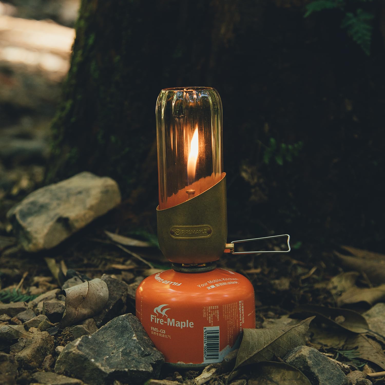 Fire-Maple Orange Gas Lantern, Stainless Steel, Copper, Propane/Isobutane, No Mantles Required