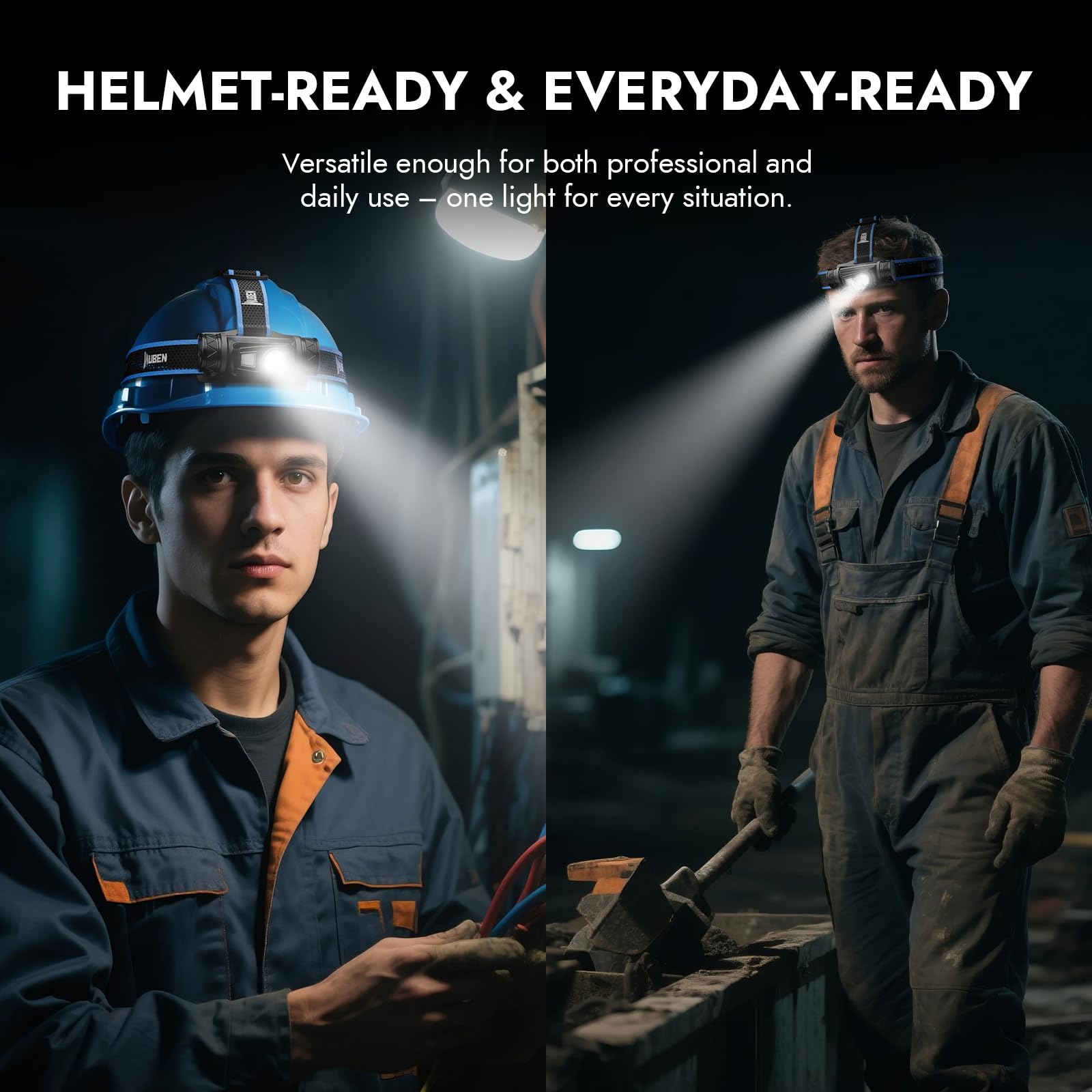 WUBEN H1 Pro Rechargeable Headlamp, 1200 High Lumen Ultra Bright LED Head Lamp, 11 Modes 180Adjustable IP68 Headlight with Red L