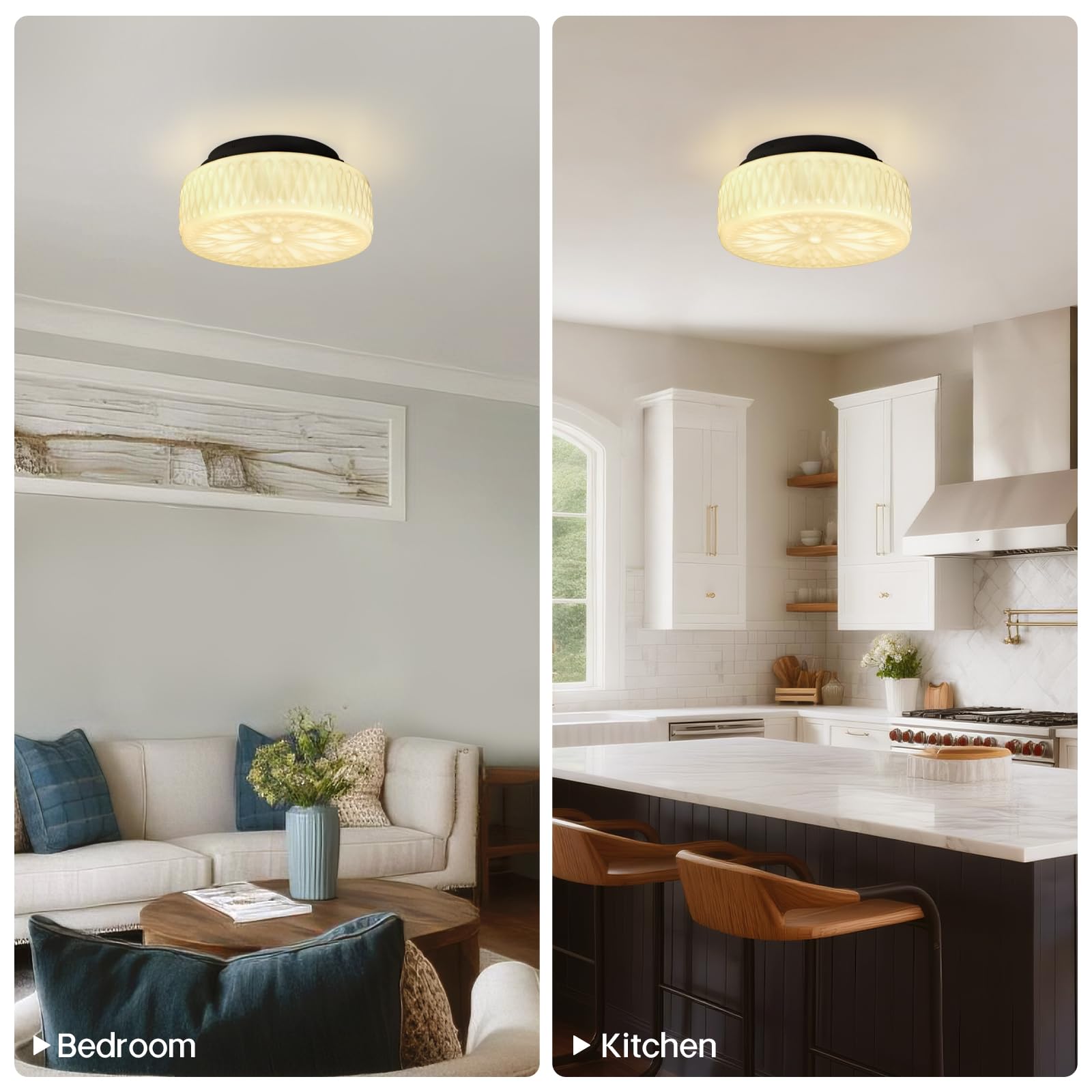 Clarsyne 15 Vintage Milk Glass Flush Mount Ceiling Light  Antique Schoolhouse Semi Flush Fixture  Mid Century Ceiling Lighting For Bedroom  Kitchen  Hallway  Entryway  Foyer  Dining Room