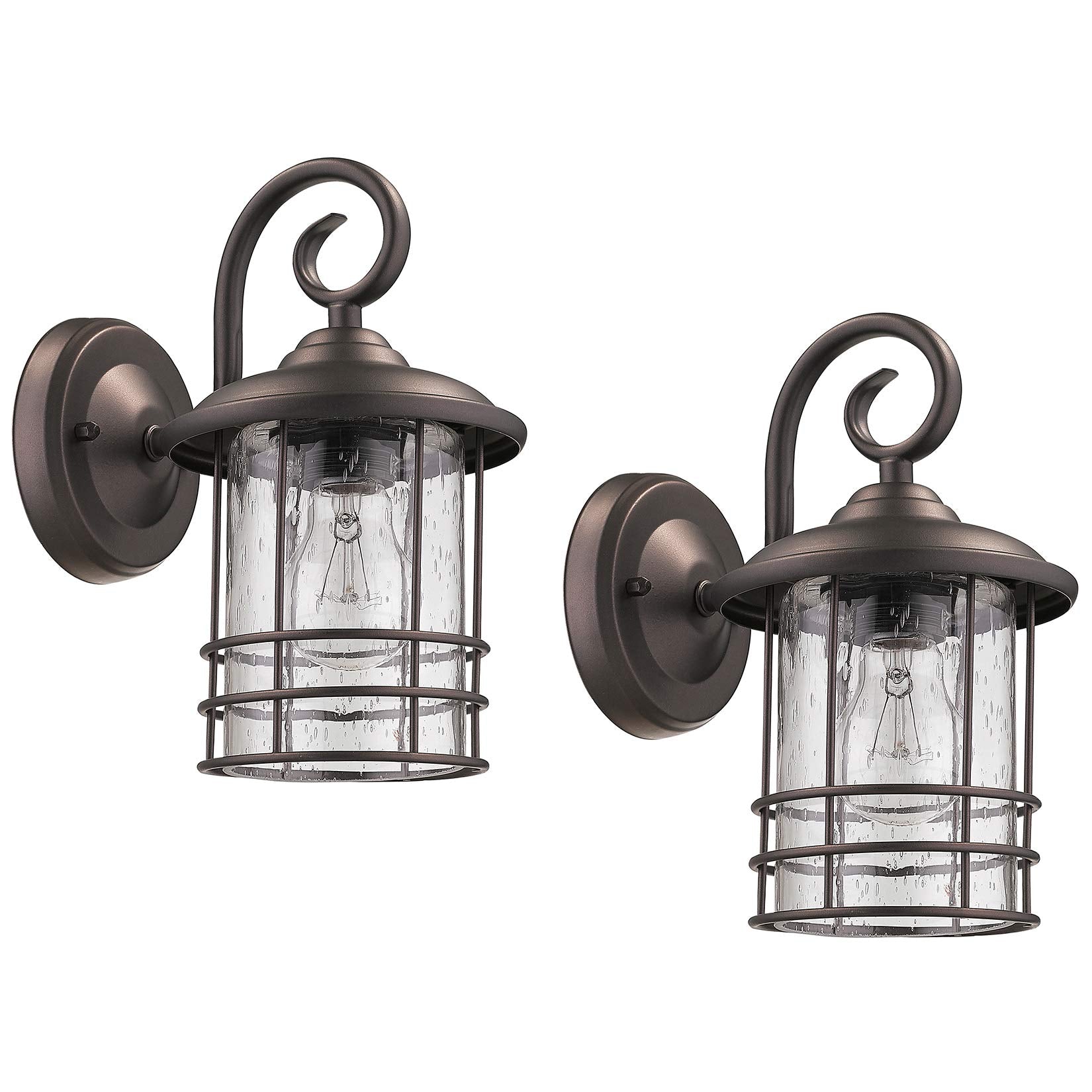 MICSIU Outdoor Light Sconces, Bronze Metal Fixtures with Clear Glass, 9.8 Inch, 2 Pack, Model A20005