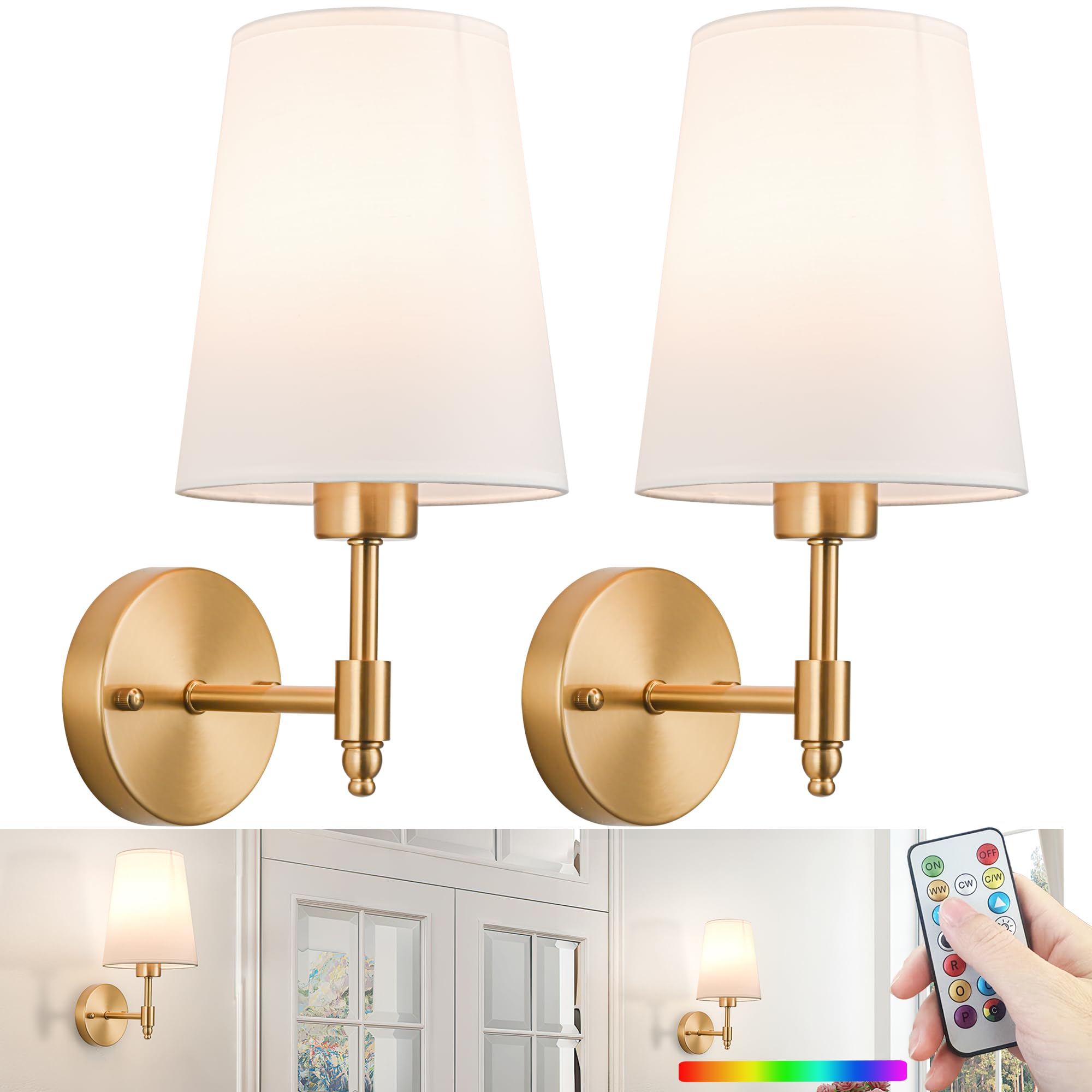Slywise Battery Wall Sconces Set Of Two,Battery Operated Sconces Up To 50 Hours Long Life,Rechargeable Cordless Wall Sconce Usb