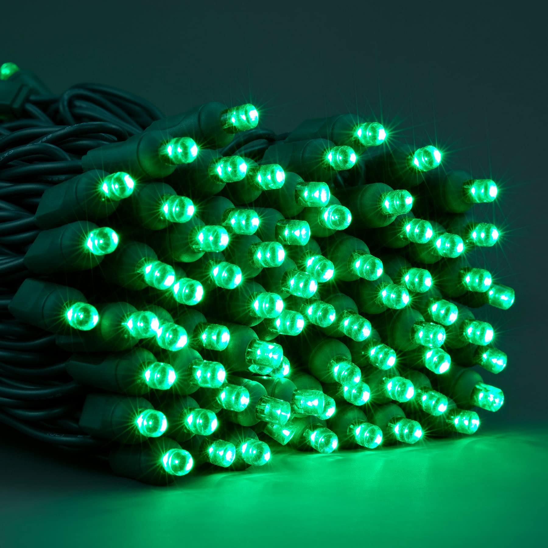 Yuletime Green 5Mm Led Christmas Lights, 33 Ft 100 Count 4'' Spacing One-Piece High Waterproof Wide Angle Ul Certified String Li