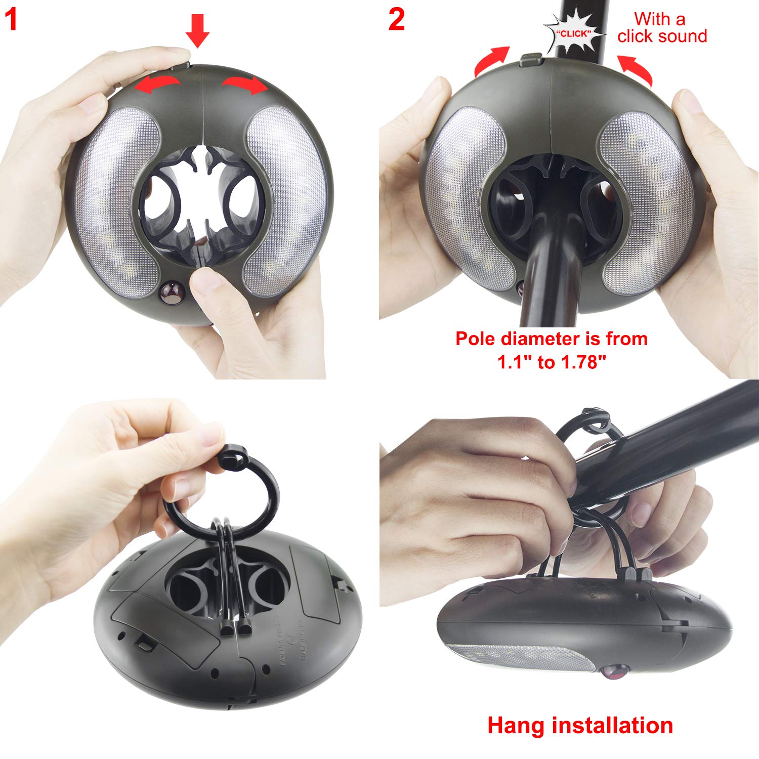 HONWELL Patio Umbrella Light, 18 LEDs 3xAA Battery Operated Umbrella Pole Light with RF Remote 80Ft Through Wall, 4 Modes, 12 Co