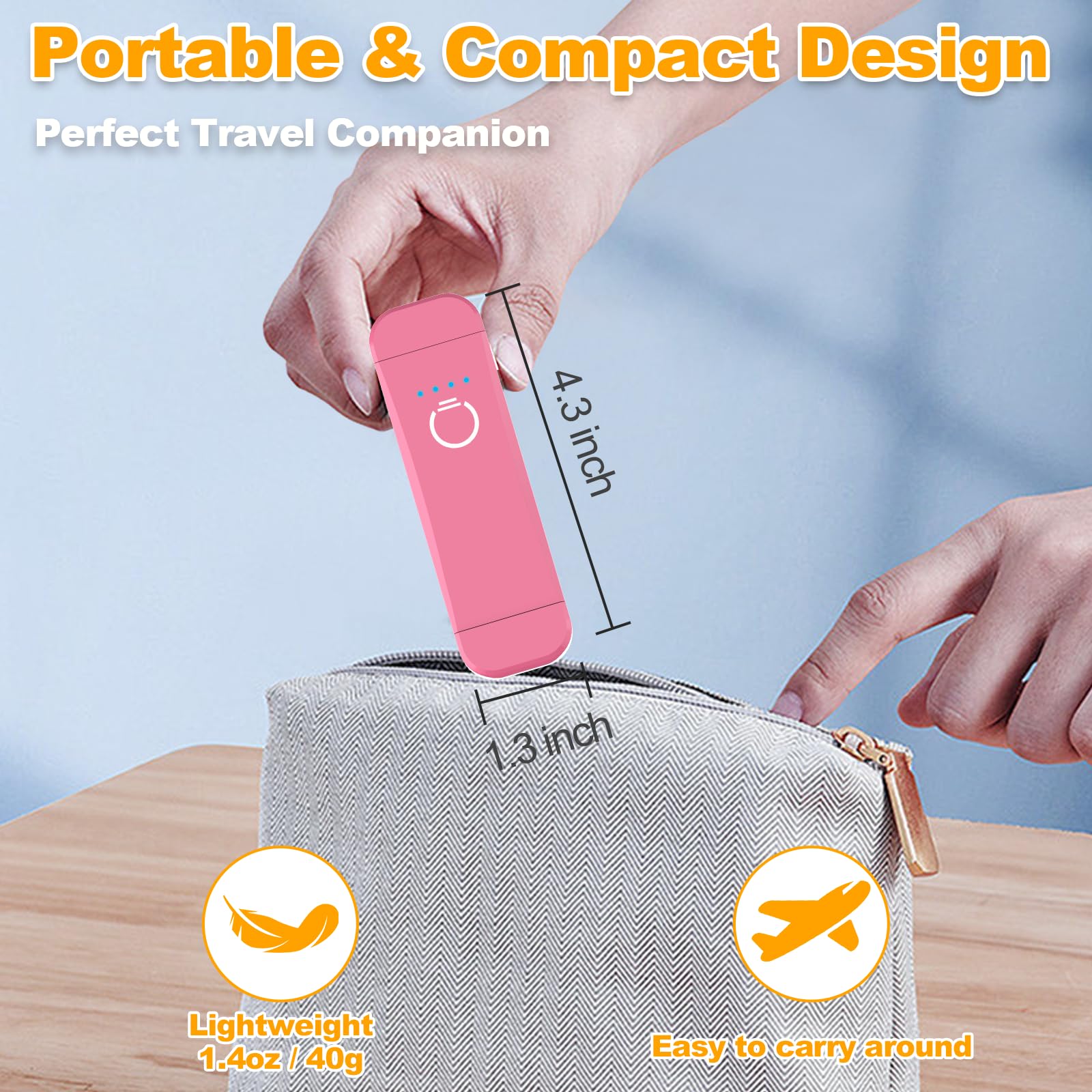 HIONXMGA Book Reading Light, Rechargeable Clip-on Lamp, 3 Amber Colors, 7 LEDs, Eye Caring, Pink, Model SJD-01