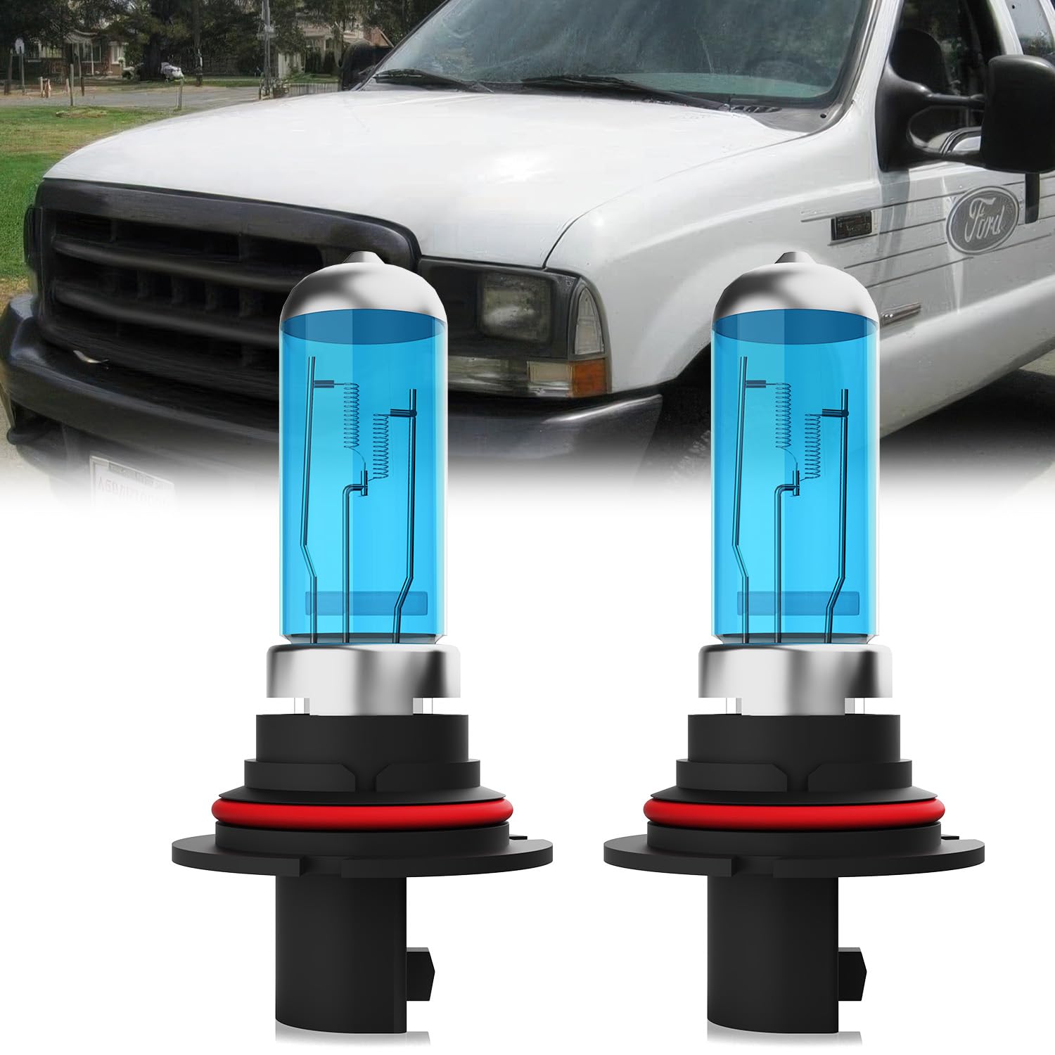 LECCIBUB Headlight Bulbs Compatible With Ford F250 Super Duty 1999-2004, 9007 High Low Beam Halogen Light Bulb Combo, Super Brig