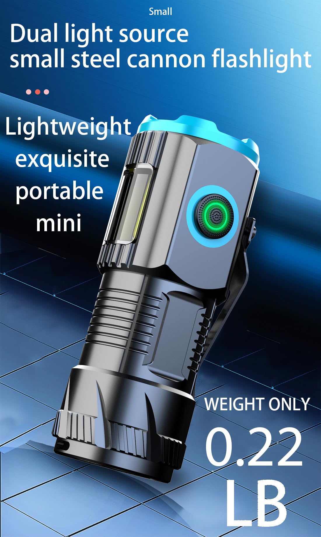 E-Shidai Mini Multifunction Rechargeable Multi Function 1000 Lumens Led Flashlight, With Emergency Strobe Light And 1200 Mah Bat