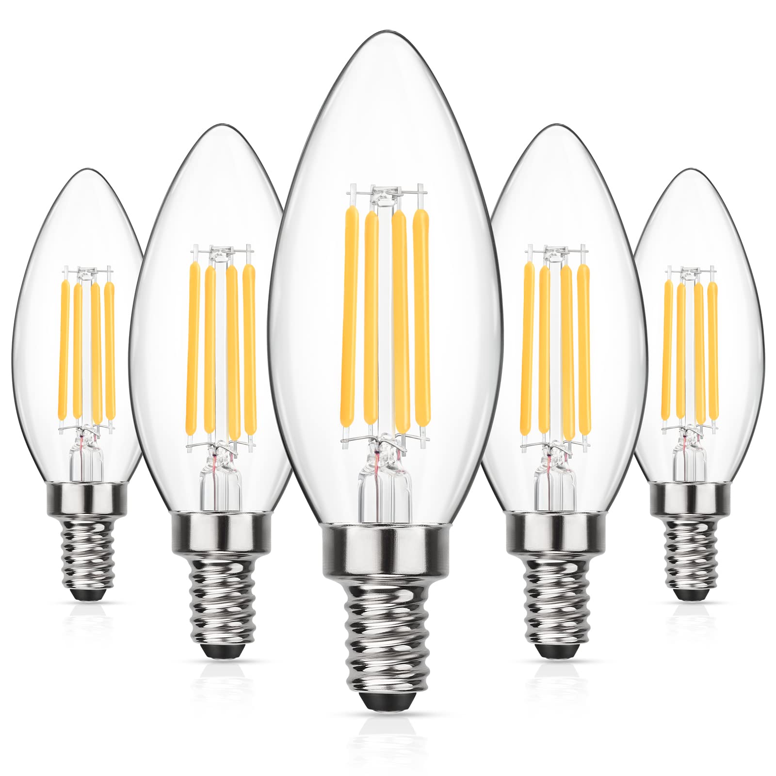Maxvolador Dimmable E12 Candelabra Led Light Bulbs 60W Equivalent, Soft White 3000K, 600Lumens Led Chandelier Bulb, Decorative B