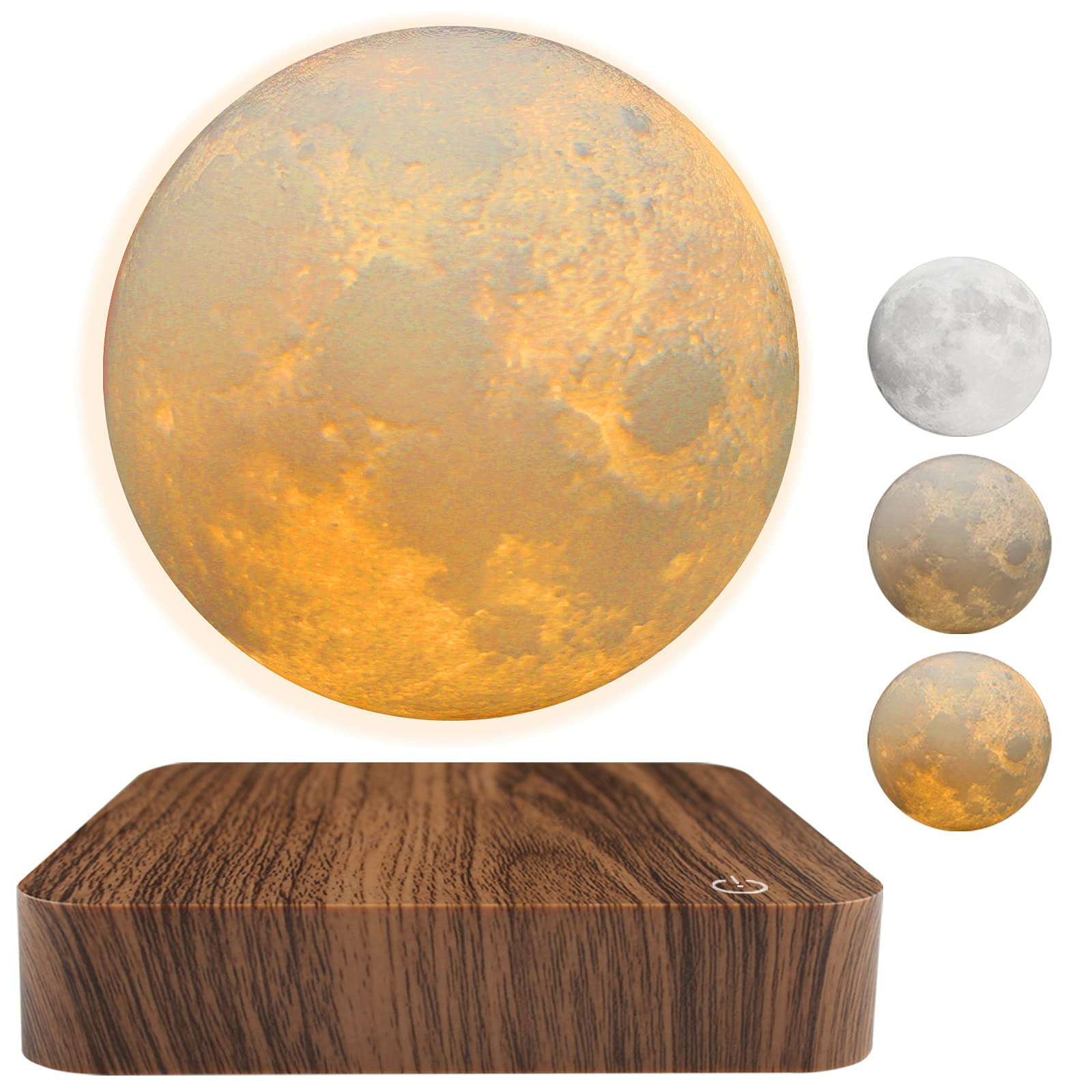 RUIXINDA Levitating Moon Lamp, Magnetic Floating Moon Lamp Spinning Luna Night Light with 3 Color Modes, for Home Office Desk De