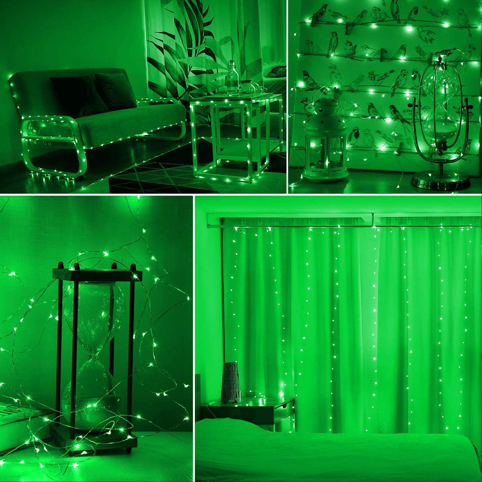 RUICHEN USB Fairy String Lights, 100 LED, 33 Ft, Green, Copper Wire & ABS, Model UY-10M100L, On/Off Switch