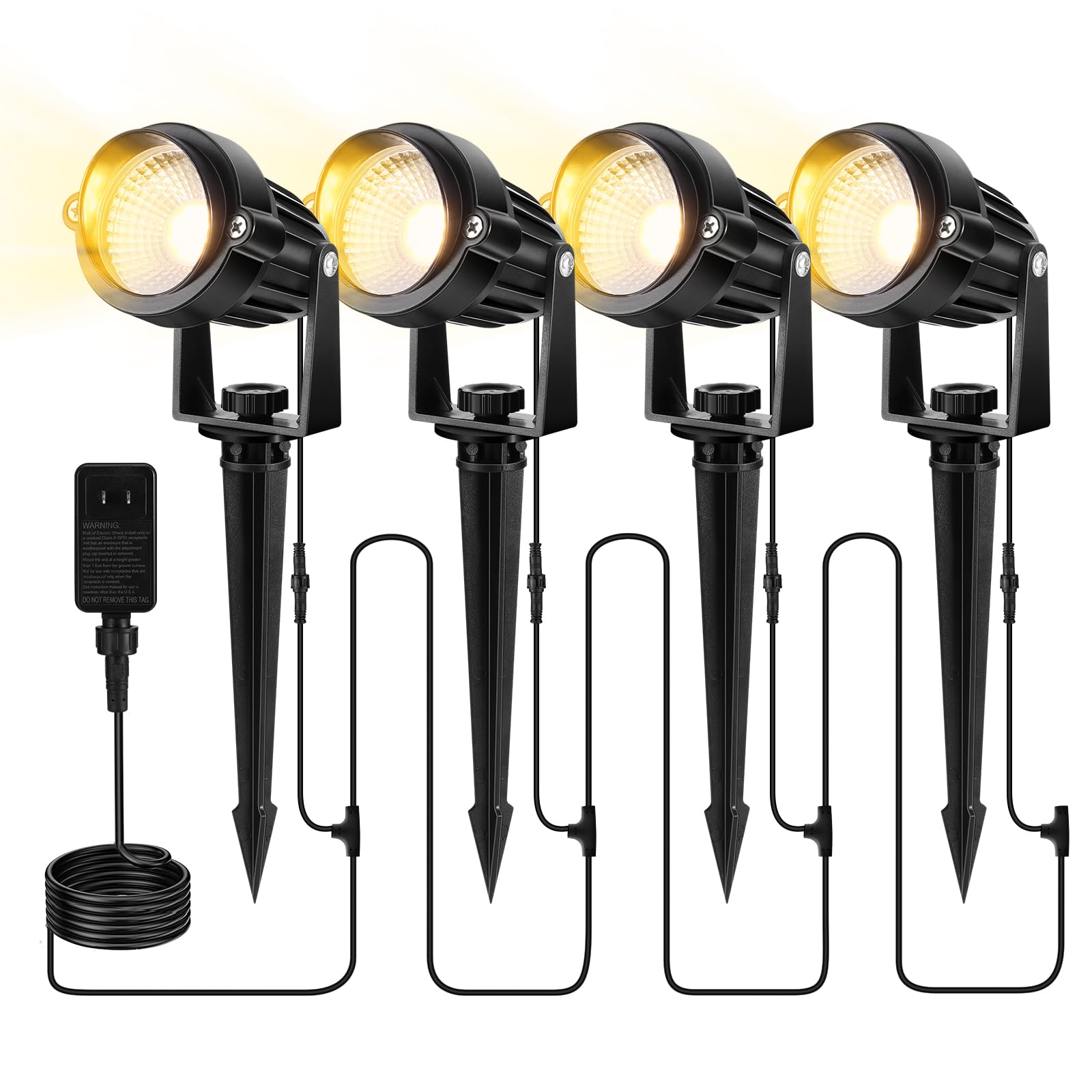 Ourleeme Outdoor Led Landscape Lighting - 4-In-1 Led Waterproof Spotlights For Outside With 36W Transformer  Spotlight Landscape Lighting Plug In House Spot Lights Outdoor For Yard Garden (Warm)