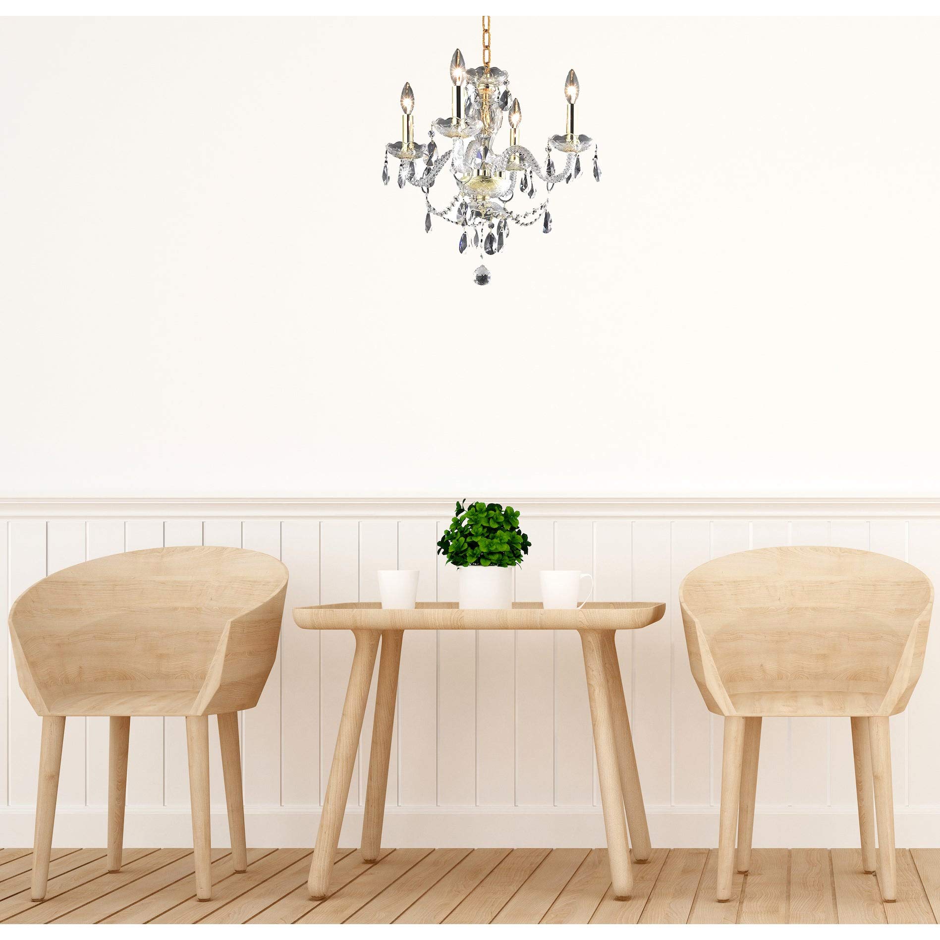 Elegant Lighting Gold 4-Light Metal Pendant, Transitional Design, Alloy Steel Construction