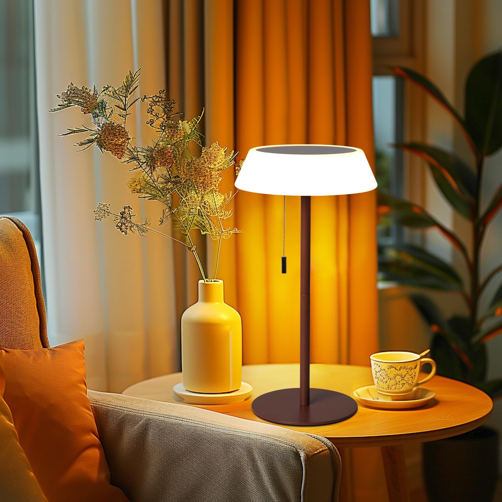 ILOVINIT Solar LED Table Lamp, Waterproof, 3-Level Dimmable, Portable, USB Rechargeable, Bronze, Model IL-F015