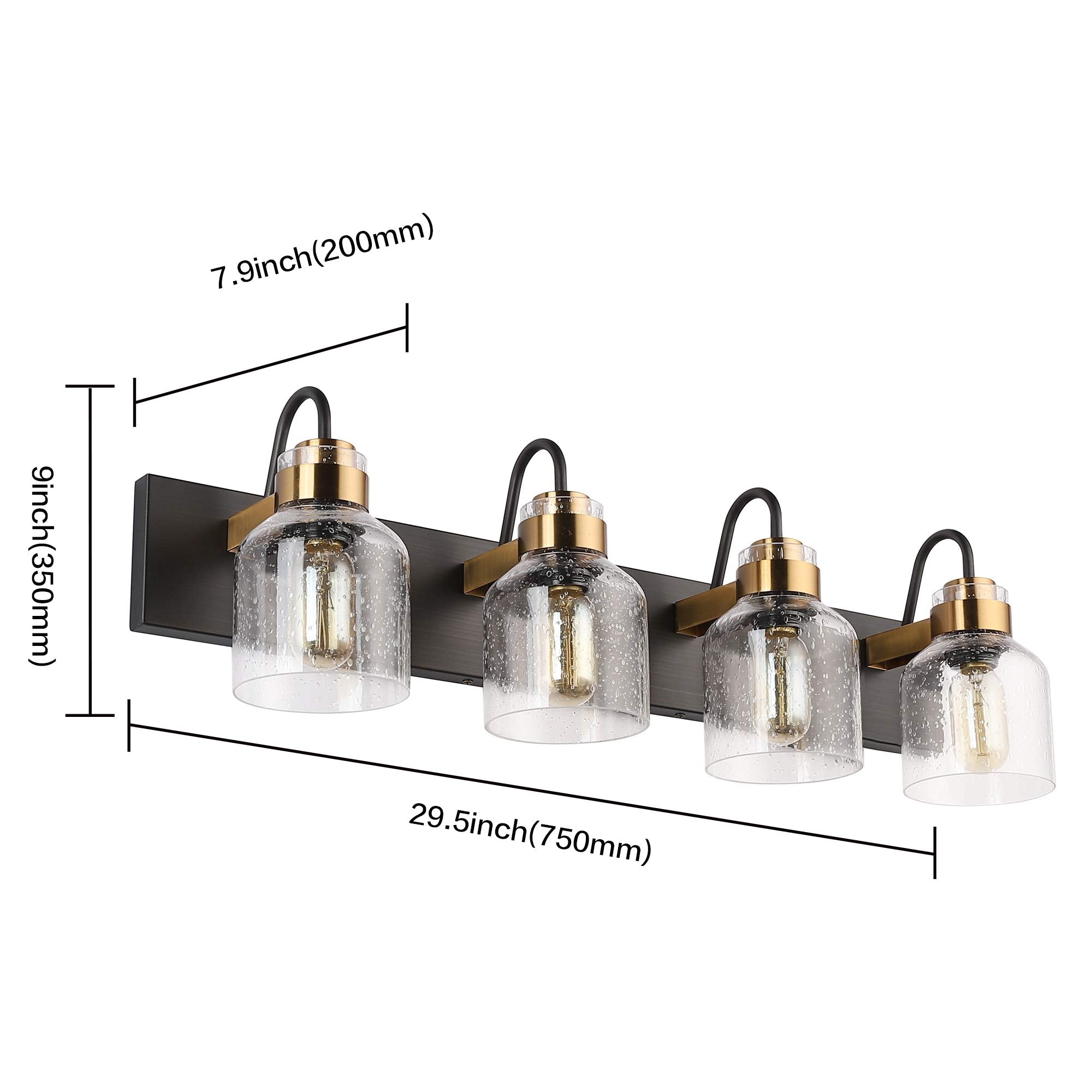 PRESDE Vintage Bathroom Vanity Lighting - 4-Light Oil Rubbed Bronze Metal Fixtures for Over Mirror