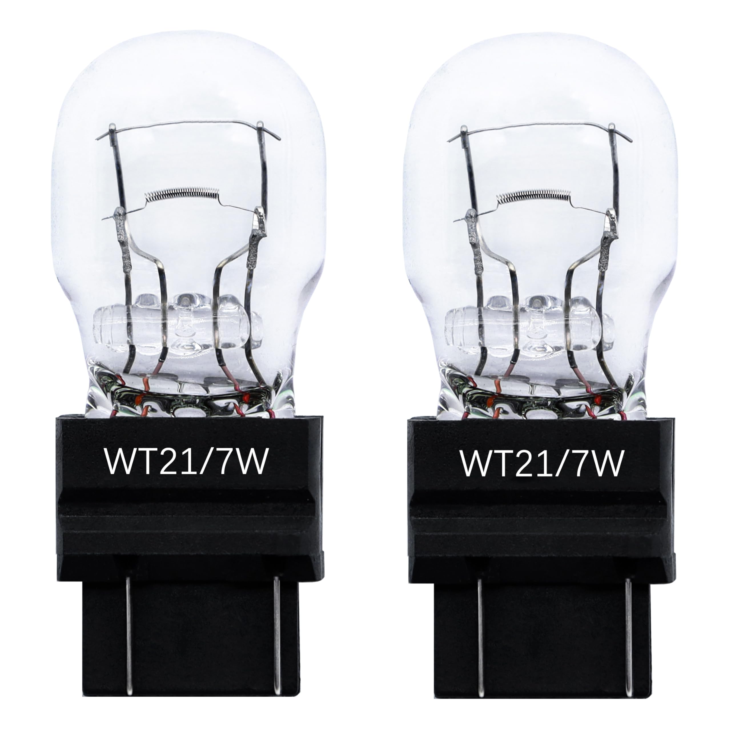 FAXCARS WT21/7W Halogen Rear Tail Brake Turn Signal Light Bulb, 12V 21W, Pack of 2, White, Long Life, Glass