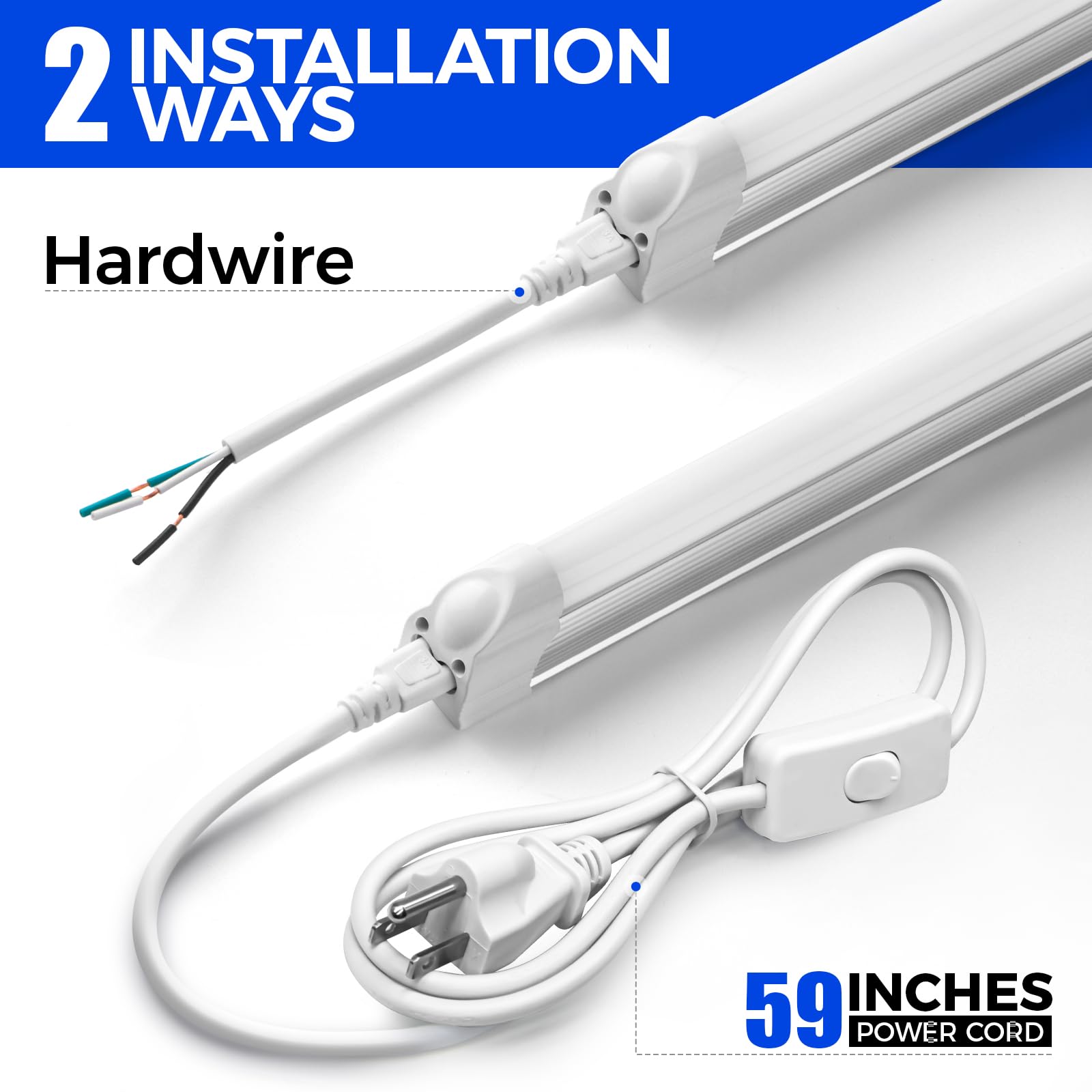 Barrina T5 Led Shop Light, 8Ft, 5000Lm, 6500K (Super Bright White), 45W, Linkable Shop Light, Led Garage Light, Corded Electric