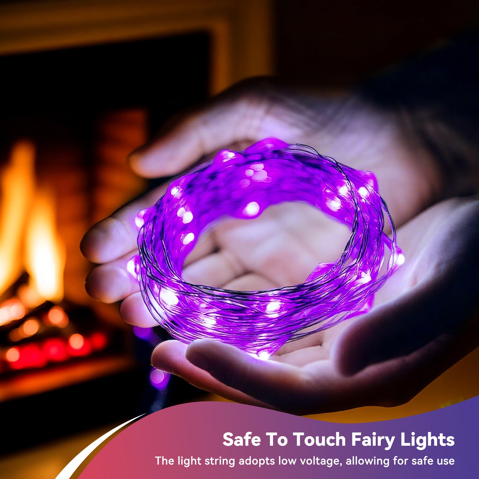 LitHome 4 Pack 240LED Battery Operated Fairy Lights - 20FT Twinkle Lights, Waterproof, Indoor/Outdoor, Purple