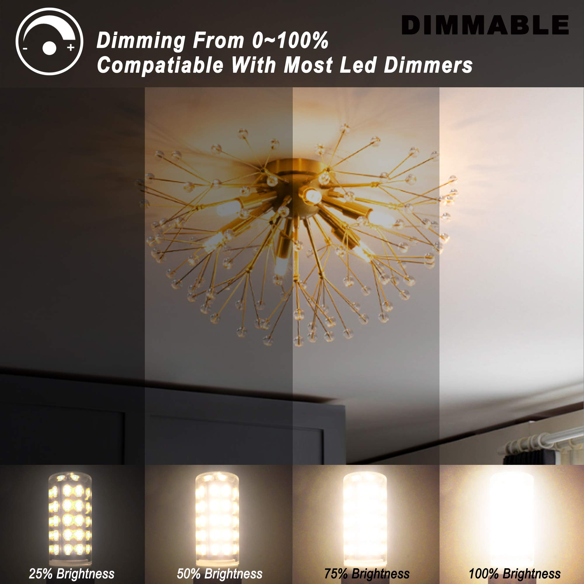Ziomitus Dimmable G9 LED Bulbs, 3W Warm White, 300lm, 5 Count, Ceramic, for Chandelier and Pendant Lighting