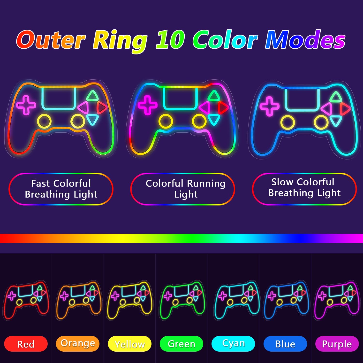 Qusea Gamer Neon Sign Gamepad RGB LED Lights 16 x 11 in Acrylic Gamepad-1 Model Dengpai
